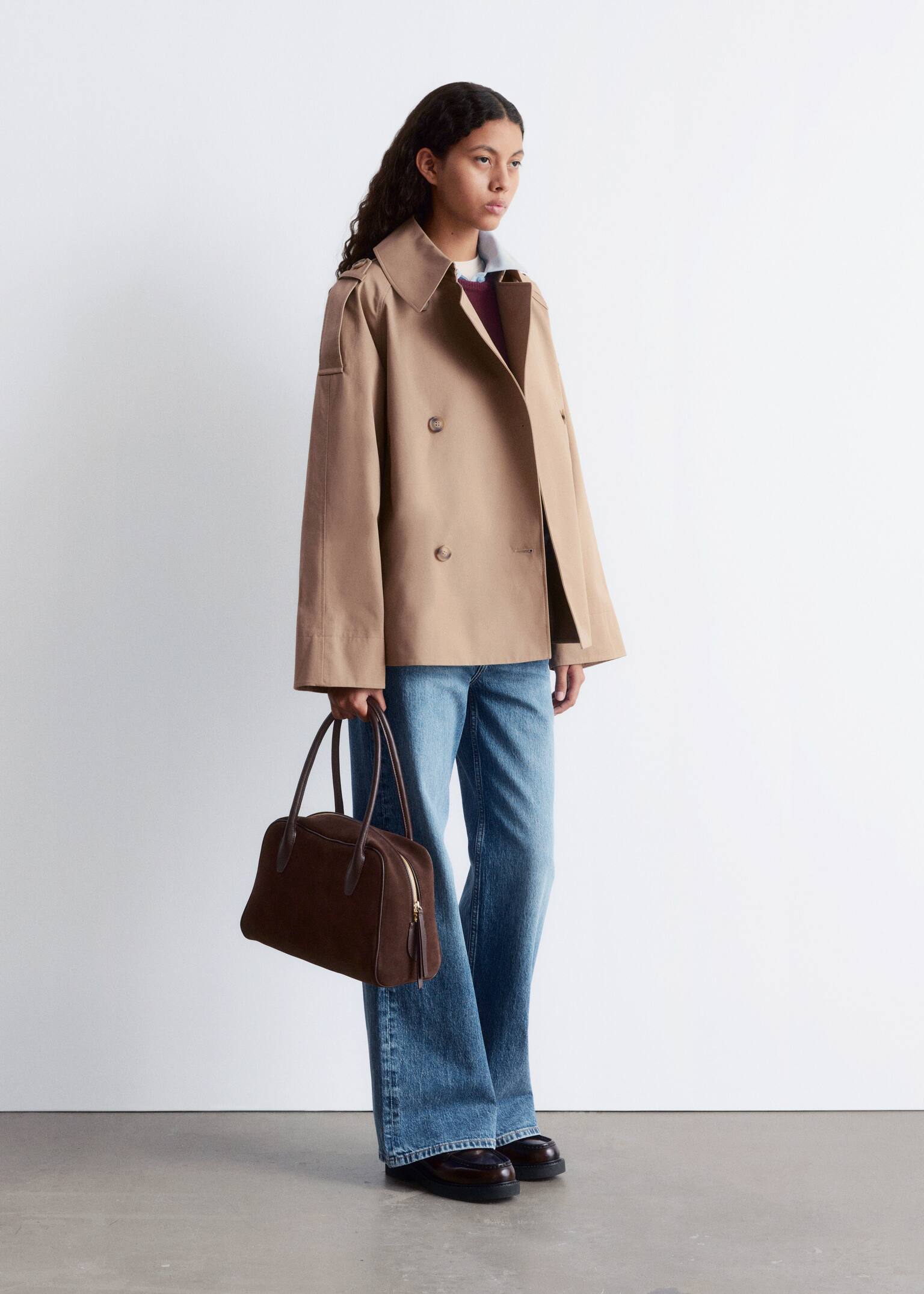 Double-Breasted Trench Jacket - Beige/Khaki Green - 7