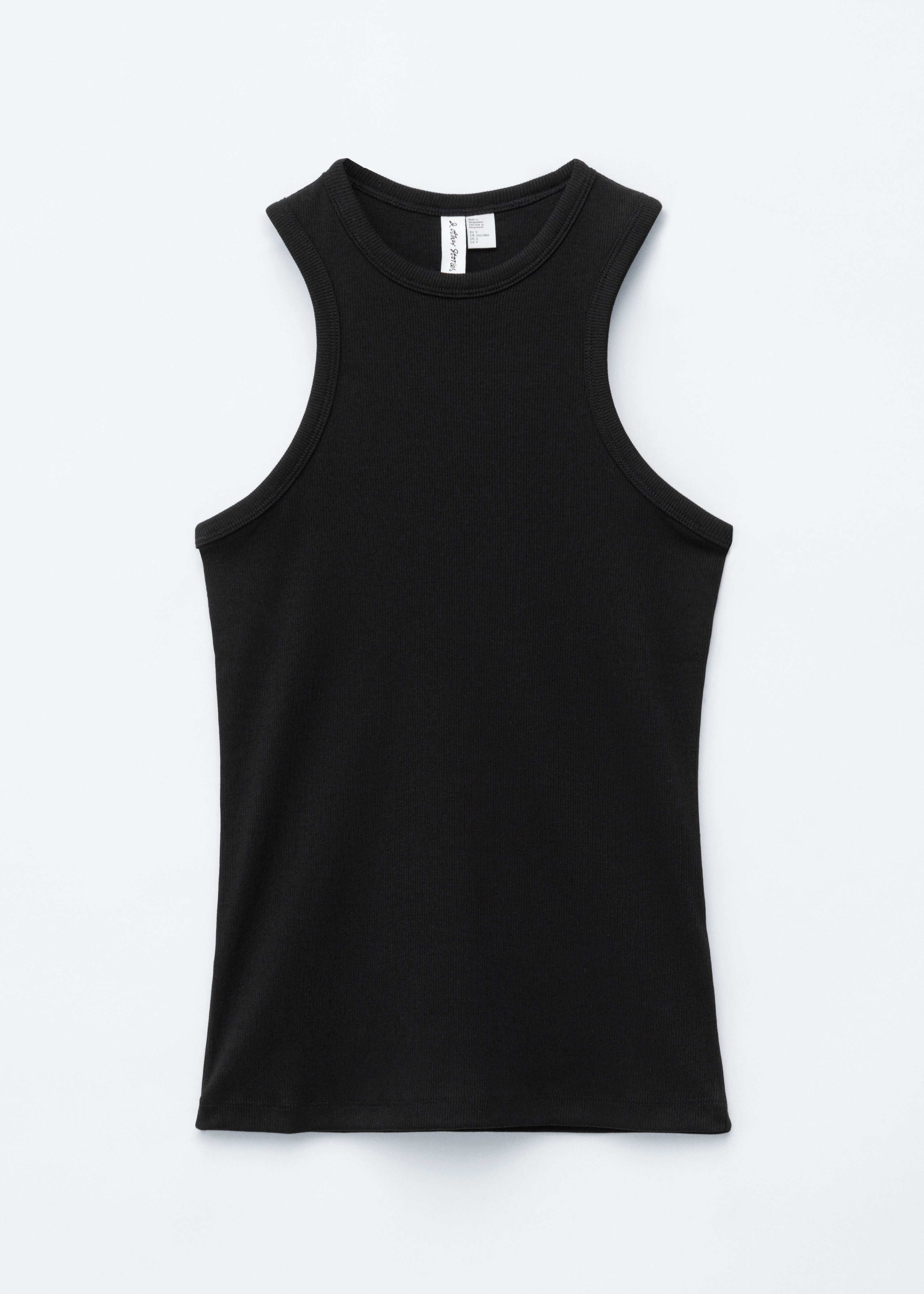 Ribbed Cotton Tank Top - Black