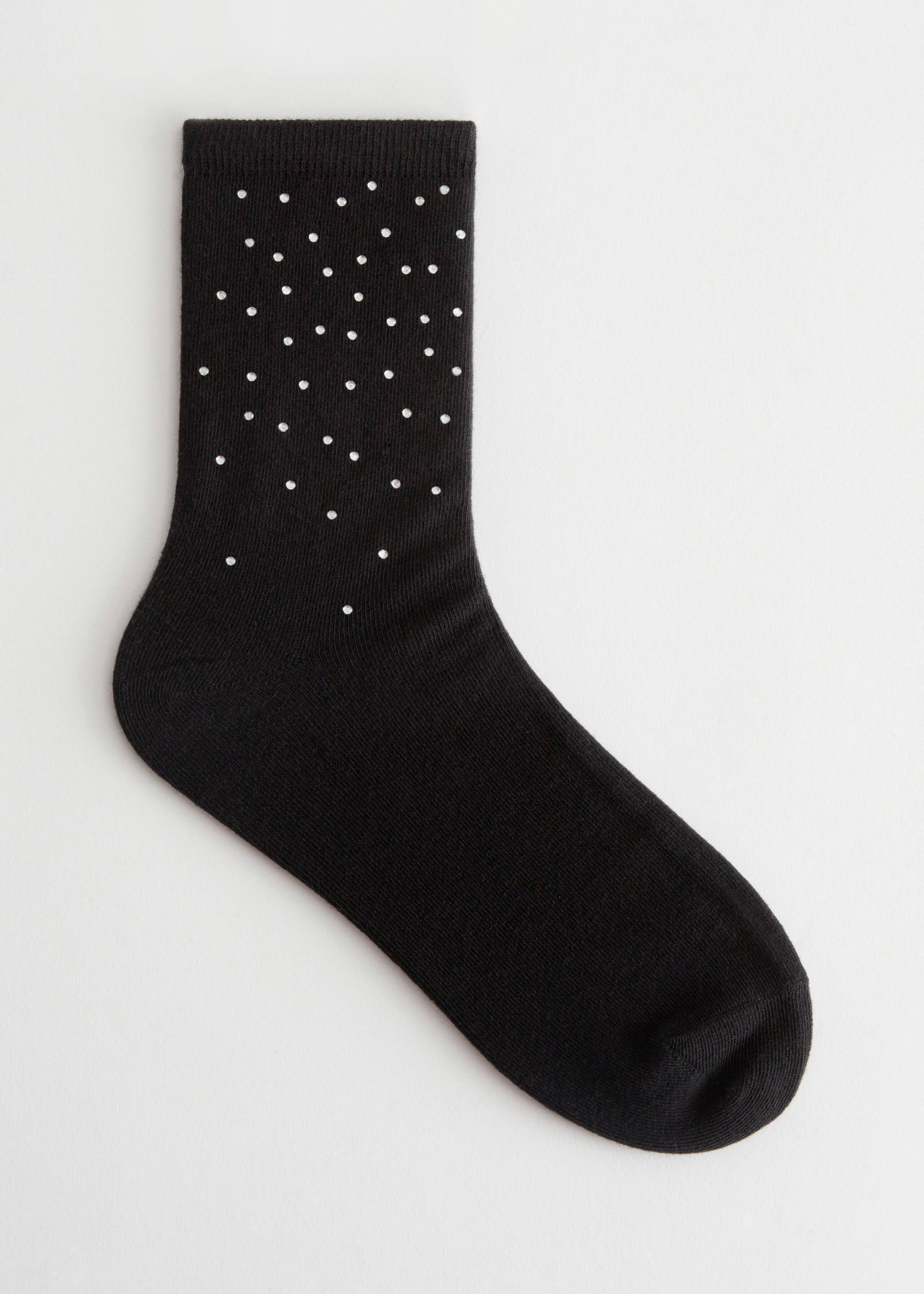 Rhinestone Embellished Socks - Black - Still Life
