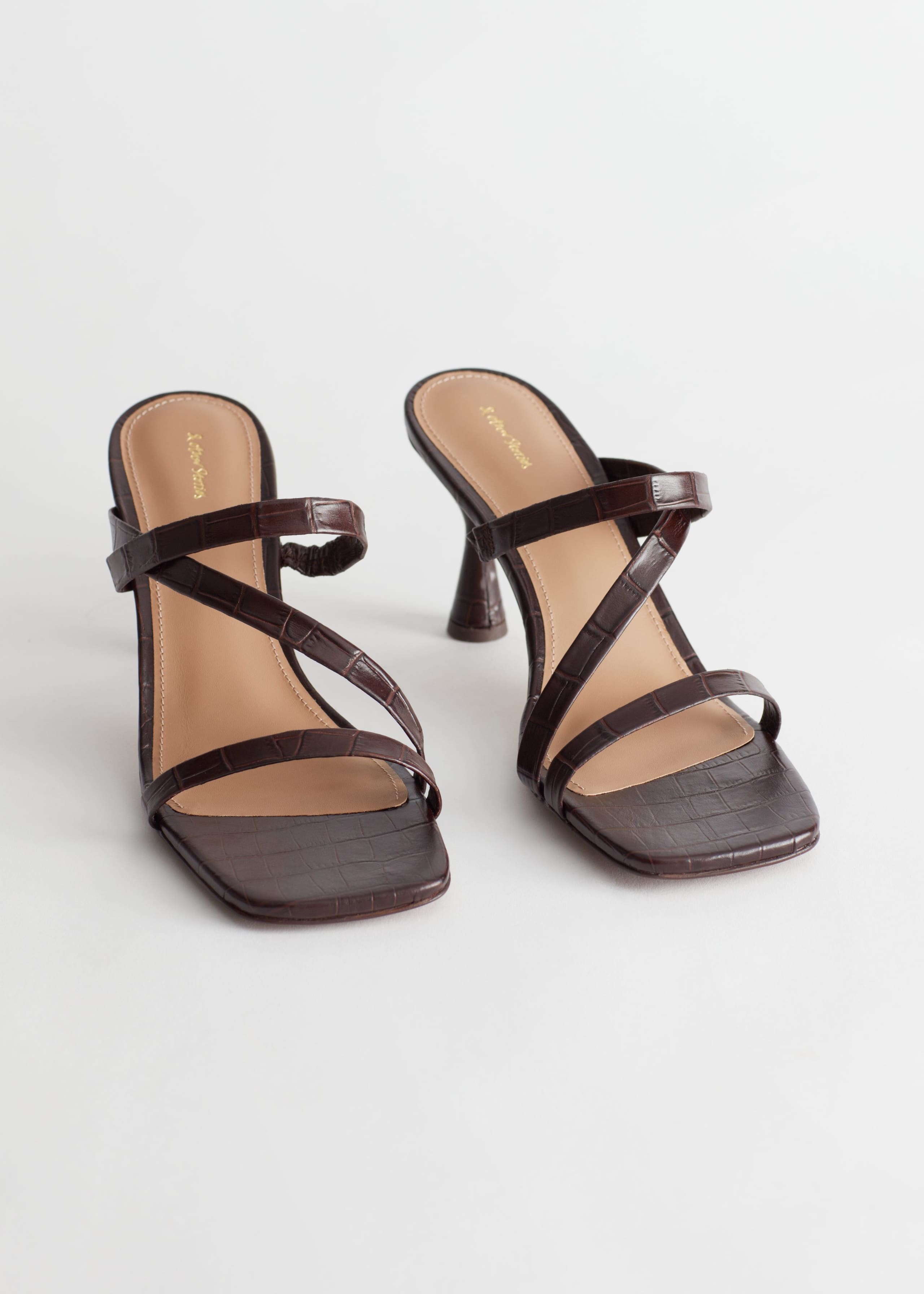 Image of CrocEmbossedHeeledSandals
