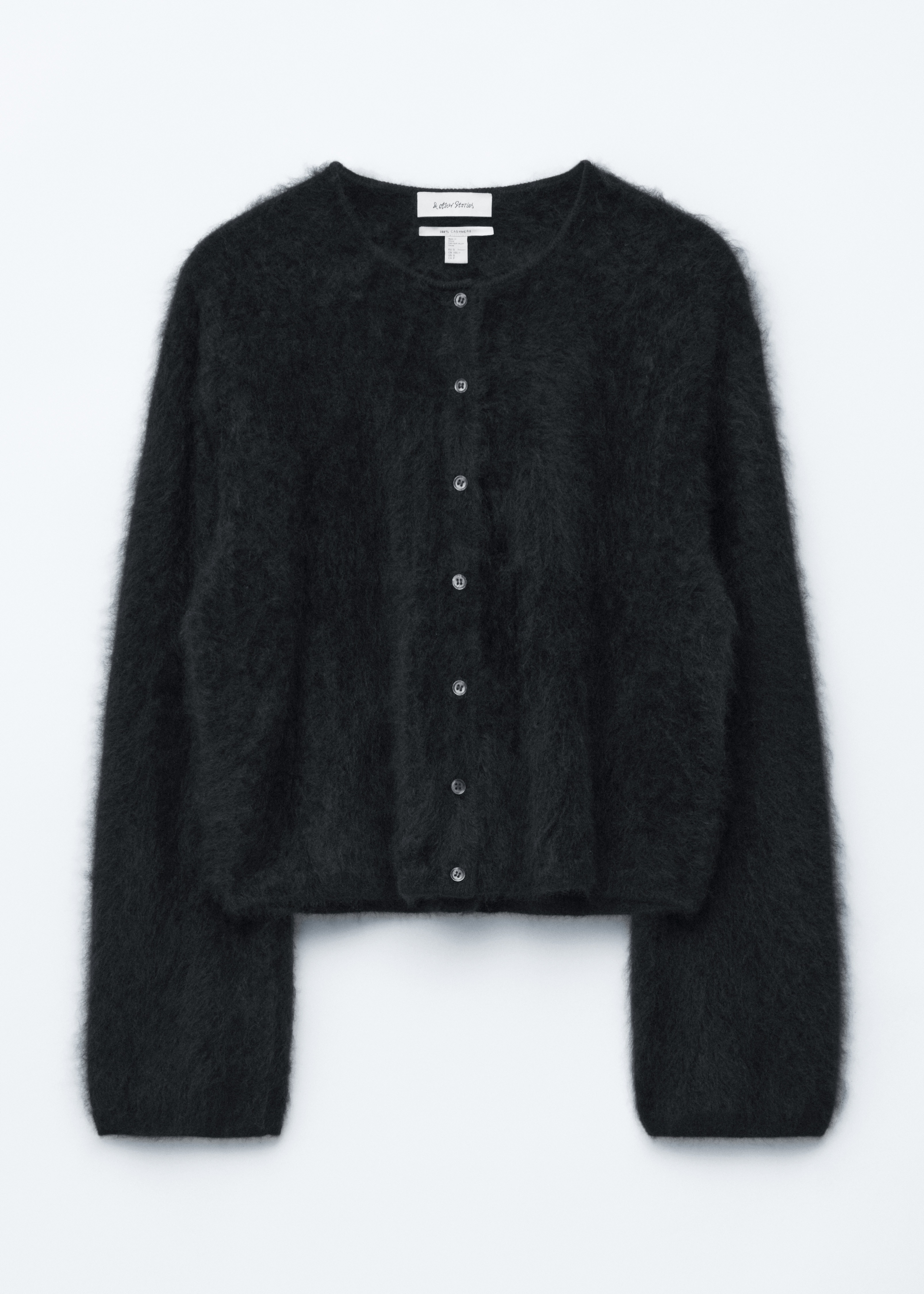 Knitted Cashmere Cardigan - Black/Copper Brown/Light Blue