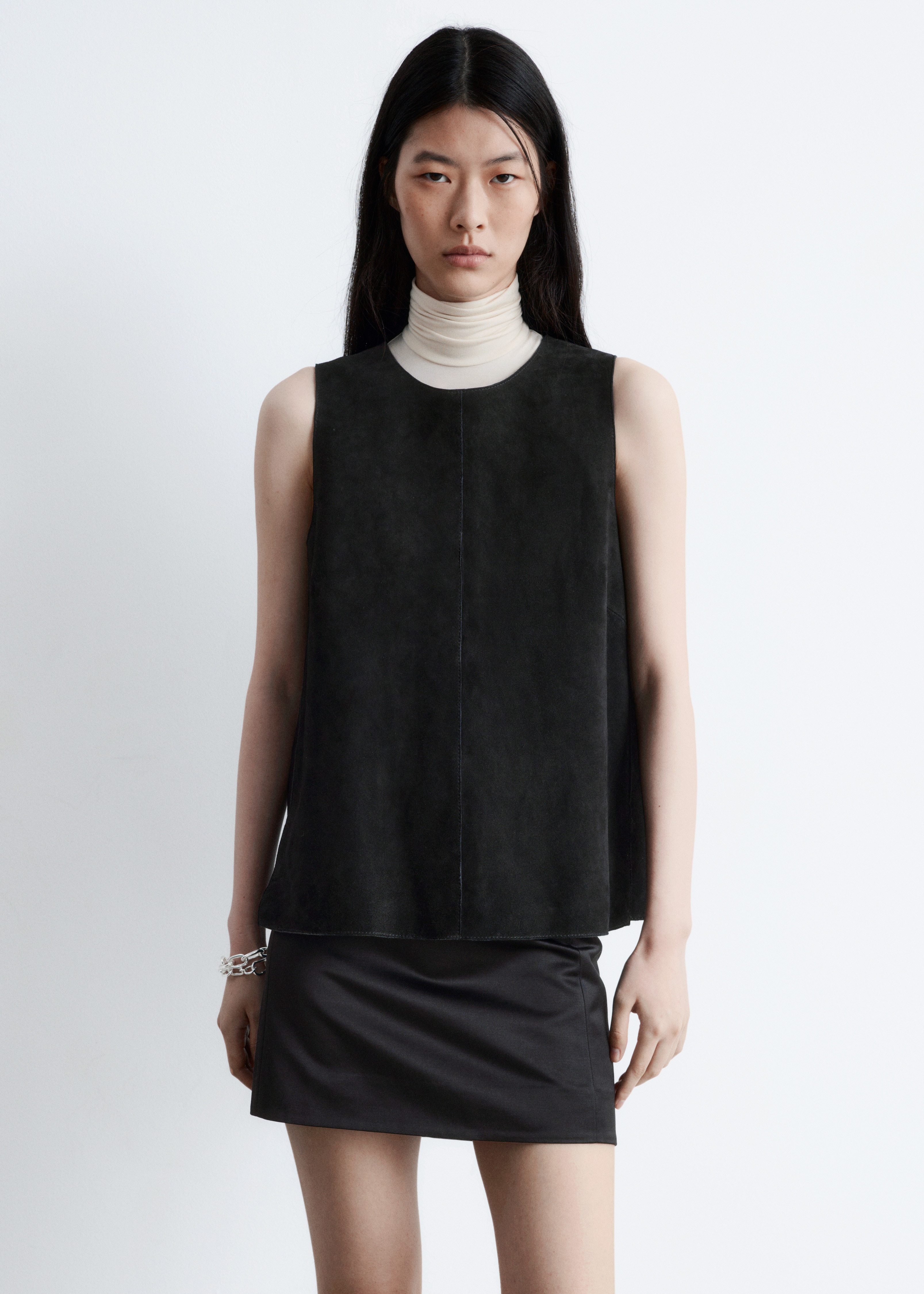 Zamszowy top oversize - Czarny