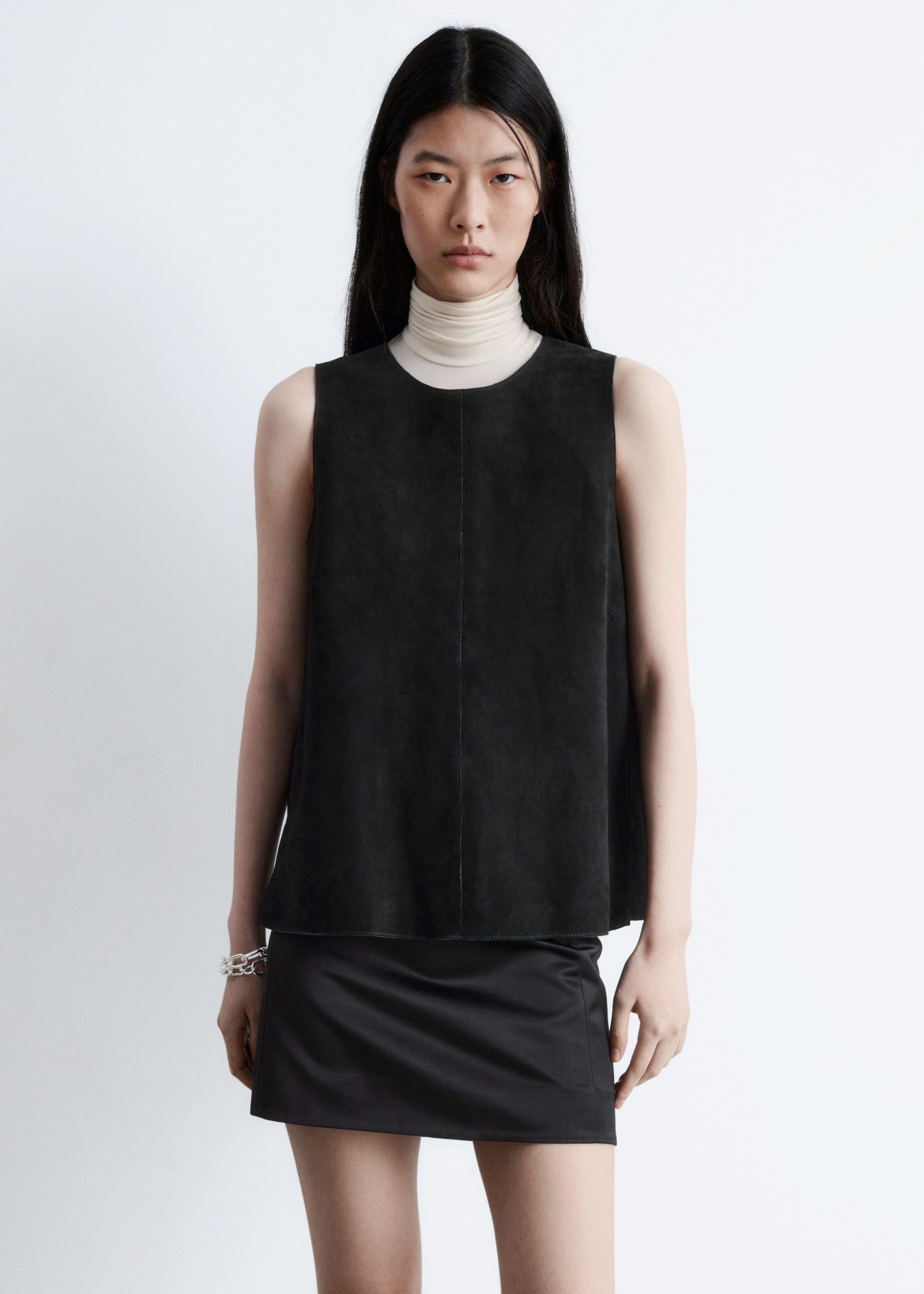 Image of Oberteil mit Oversized-Passform aus Veloursleder