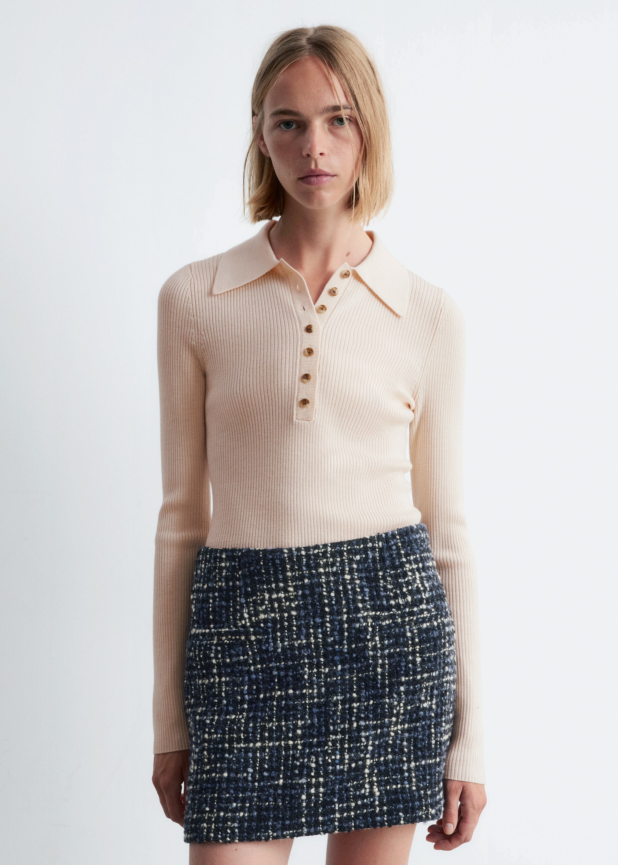 Grösseres Bild ansehen: Strukturierter Minirock aus Wollmix - Schwarz/Blau - DAMEN | H&M CH 2
