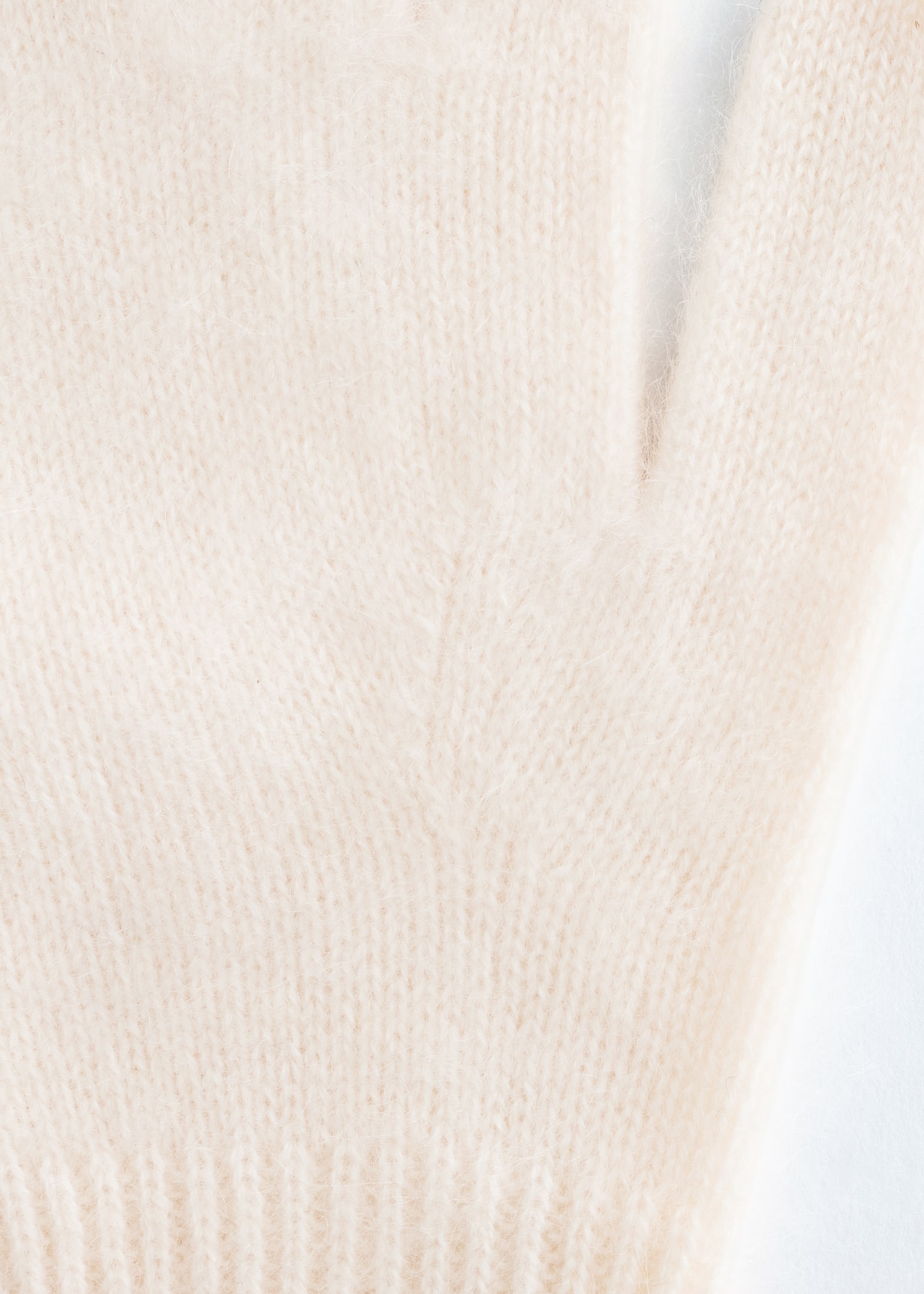 Knitted Brushed Cashmere Gloves - Cream - 3