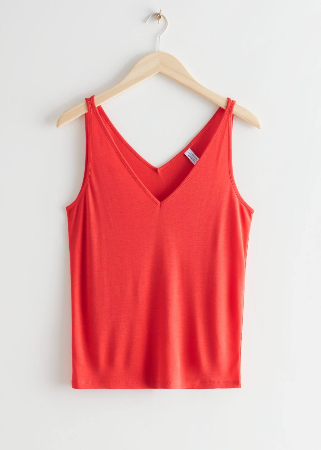 Ribbed VNeck Top - White - Bodegón