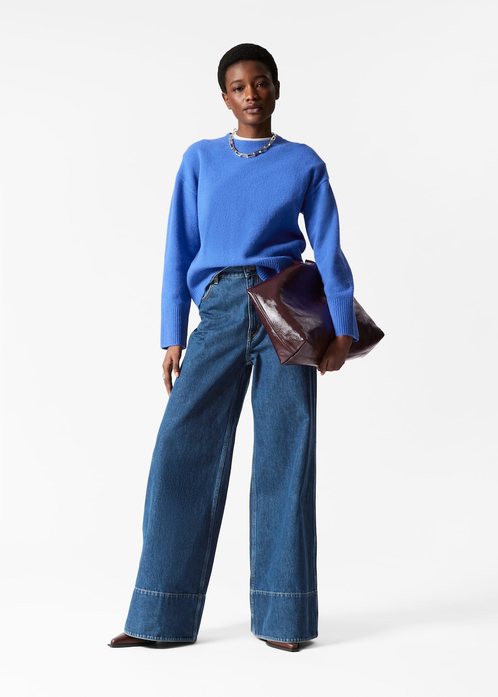 Jersey de punto y corte holgado - Navy - Lookbook