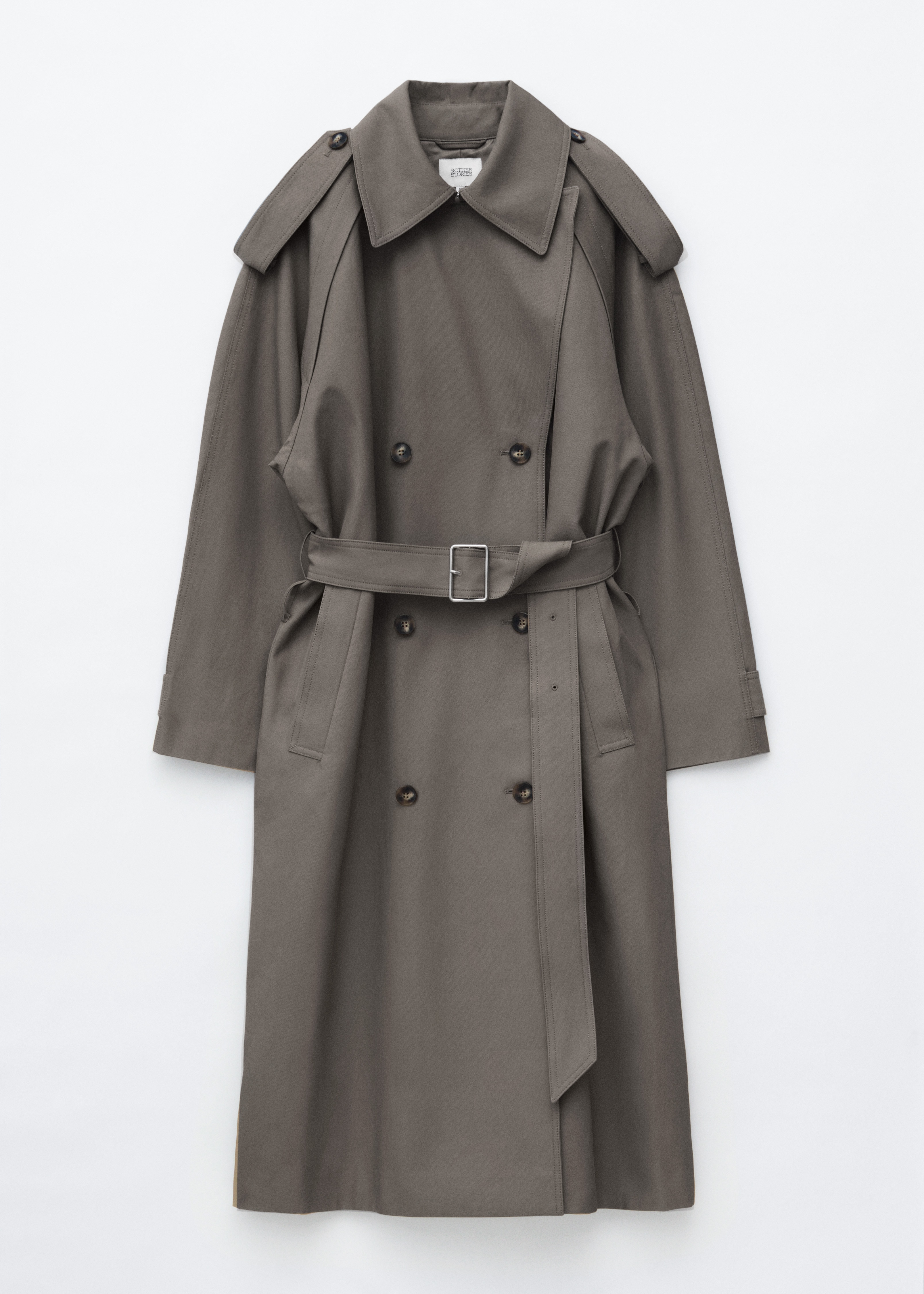 Lockerer Trenchcoat - Dunkles Graubraun/Beige/Schwarz