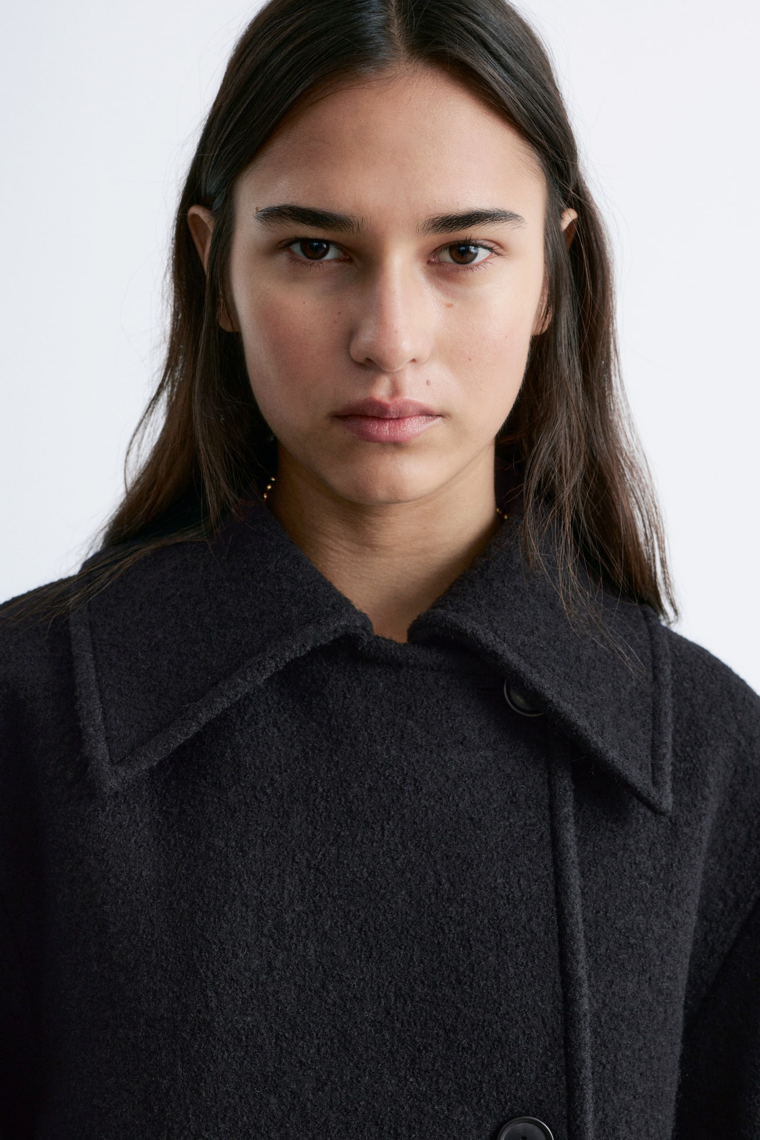 Wełniana kurtka oversize - Czarny/Ciemnozielony khaki - 5