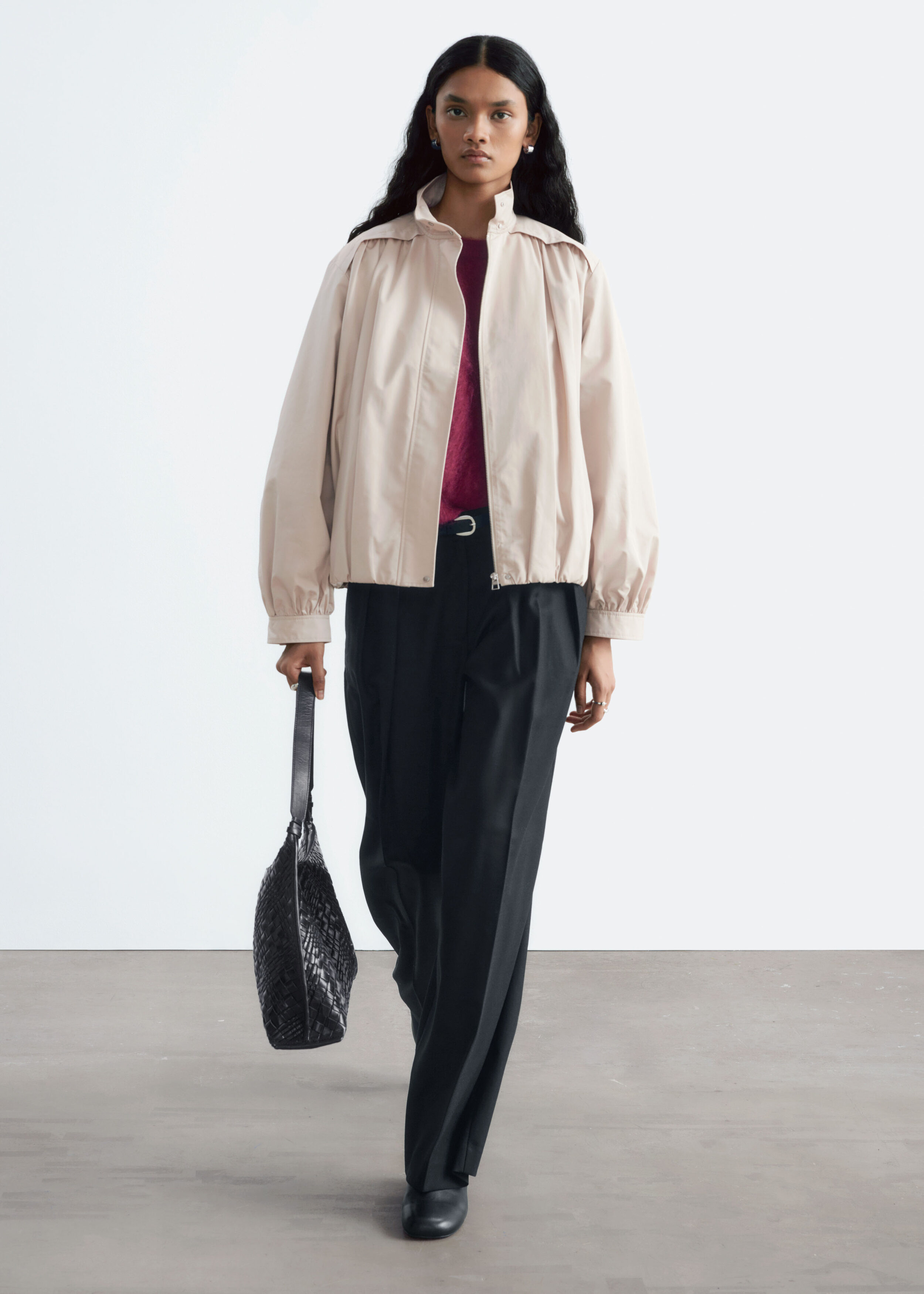 Gathered Stand-Collar Jacket - Beige - Jackets | & Other Stories US