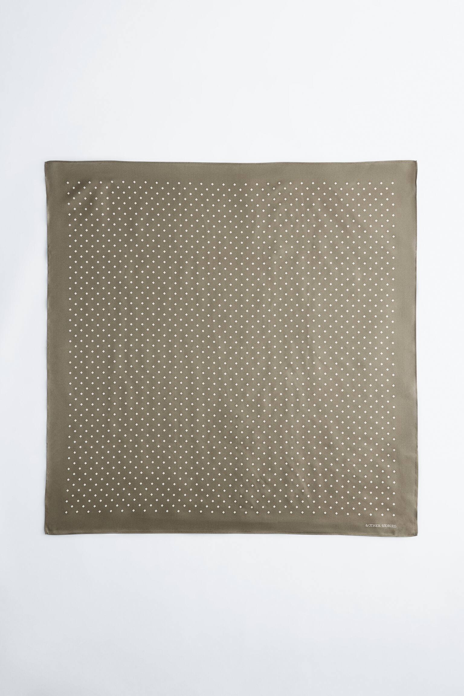 Pañuelo de seda con estampado de rombos - Verde caqui/Celeste - 2