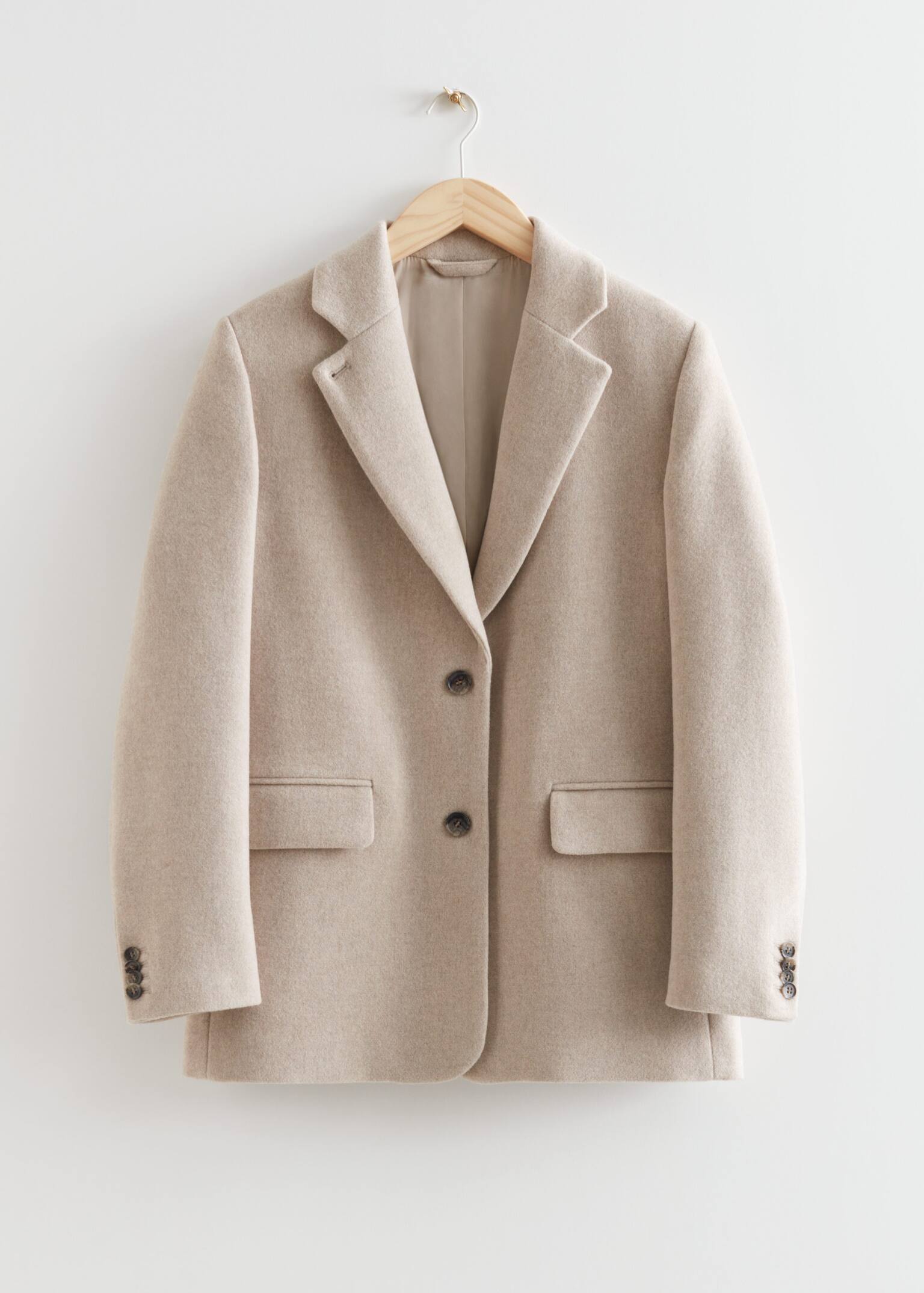 Blazer in lana oversize - Beige