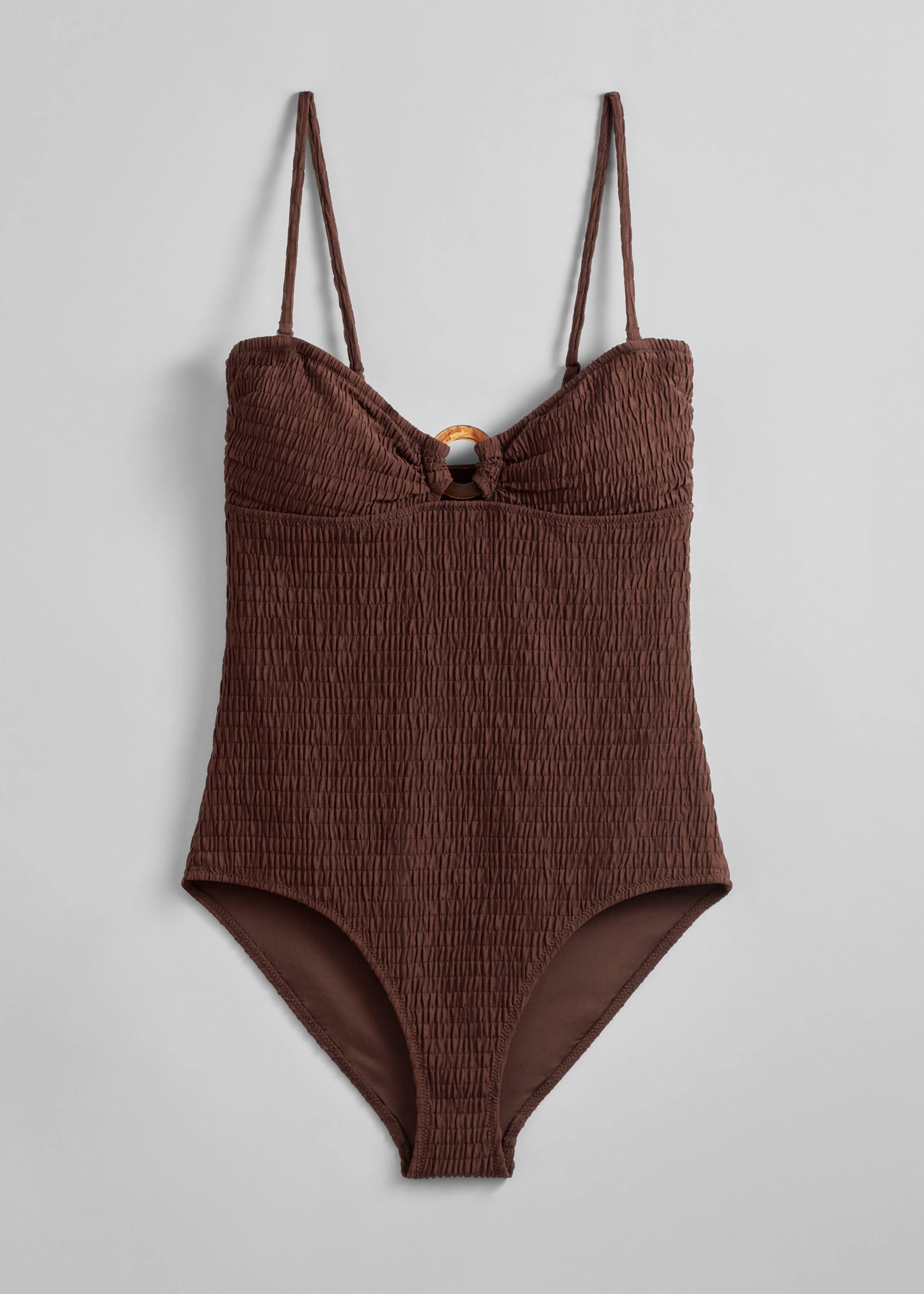 Traje de baño bandeau fruncido con nido de abeja - Marrón - Bodegón