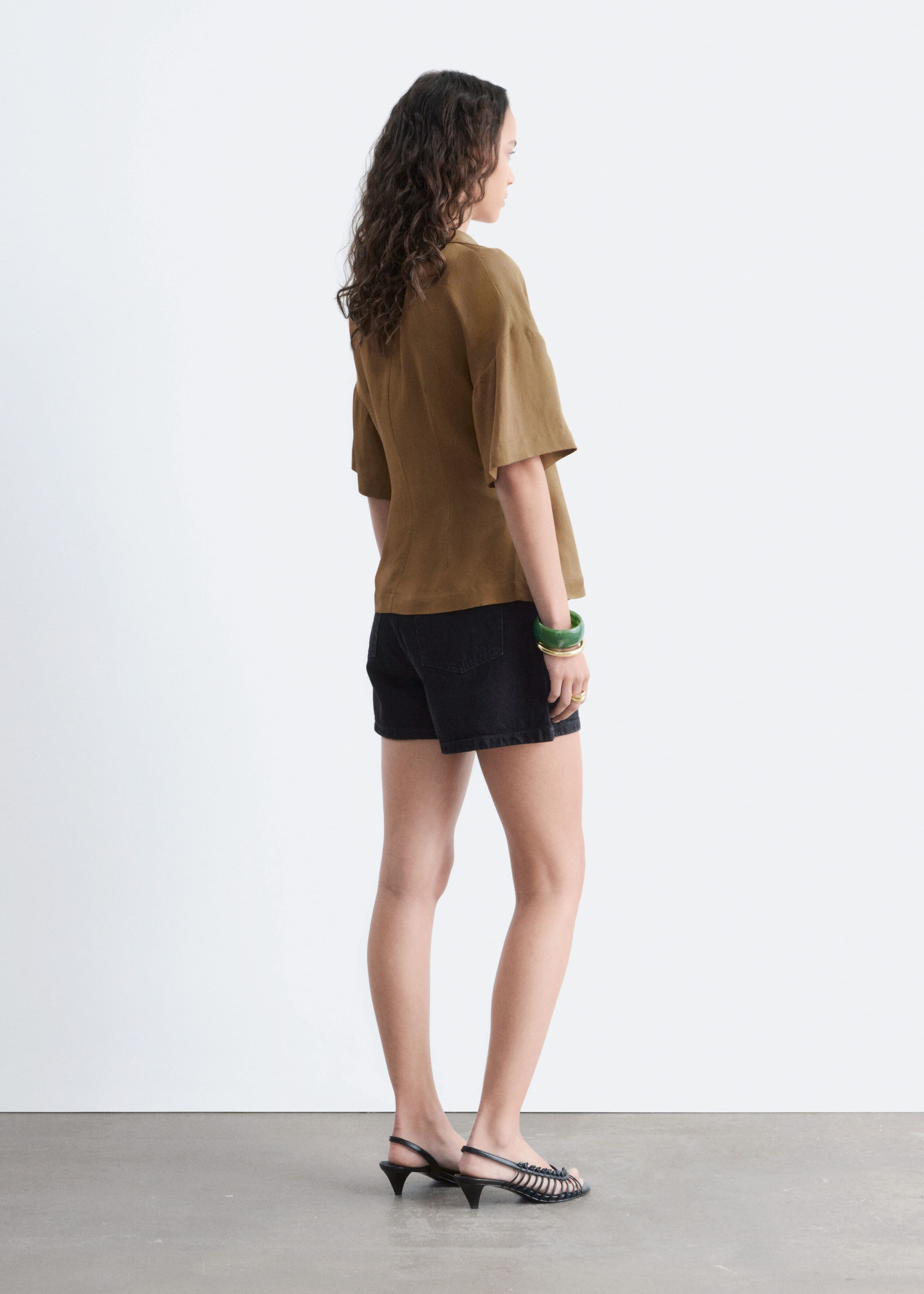 Wrap Short-Sleeve Shirt - Black - Lookbook