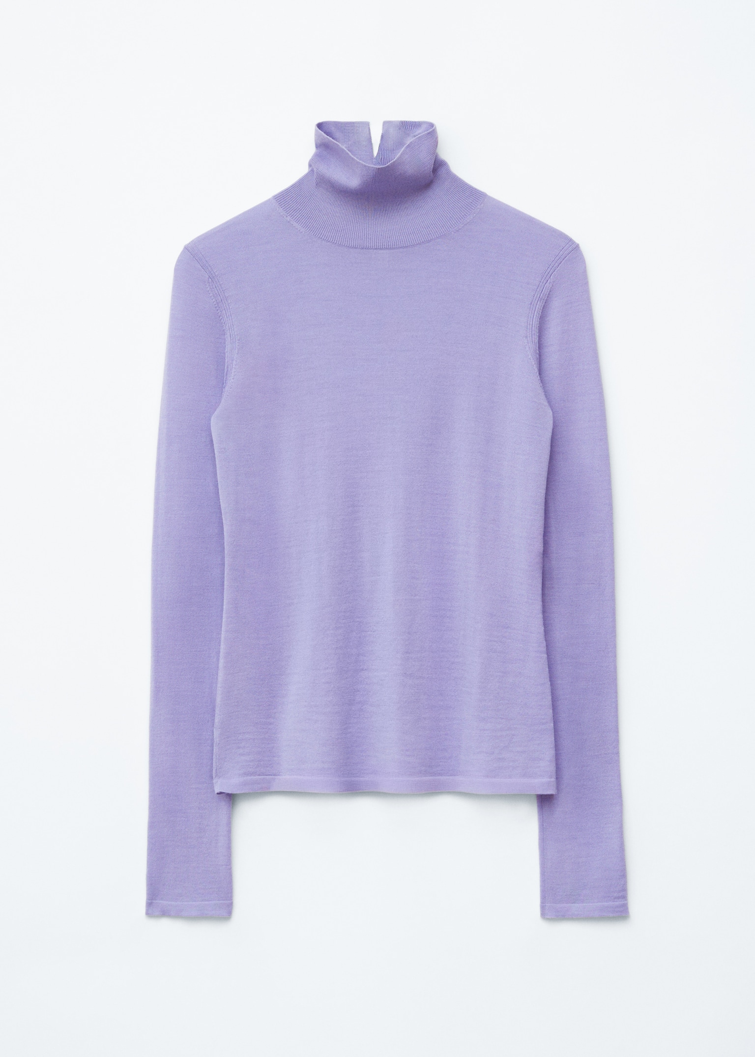 Rollkragenpullover aus fein gestrickter Wolle - Helllila/Dunkelblau/Dunkelbraun - 2