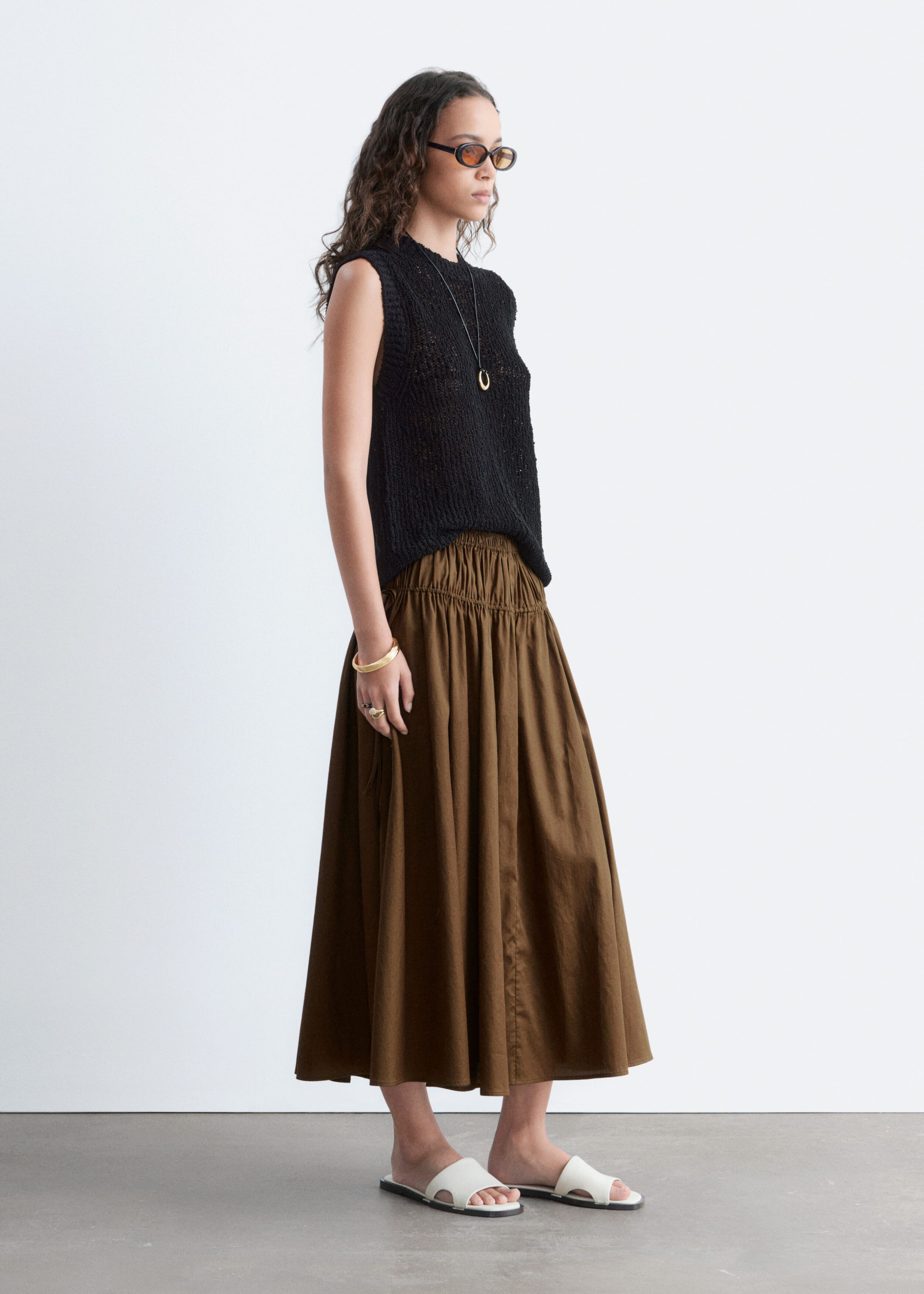 Silk-Cotton Vest Top - Black - Still Life