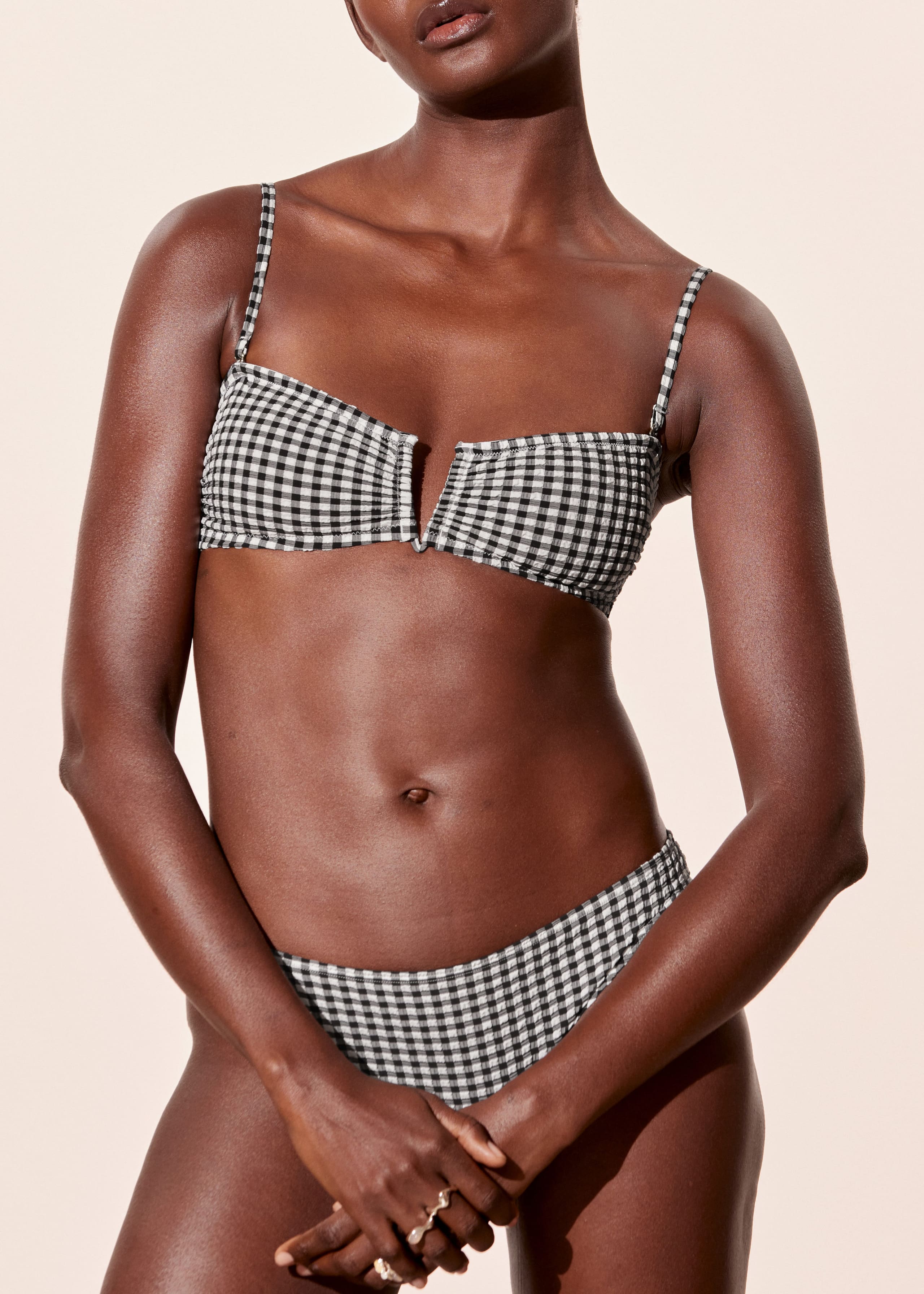 Bandeau Bikini Top - Black/White Checks - Lookbook