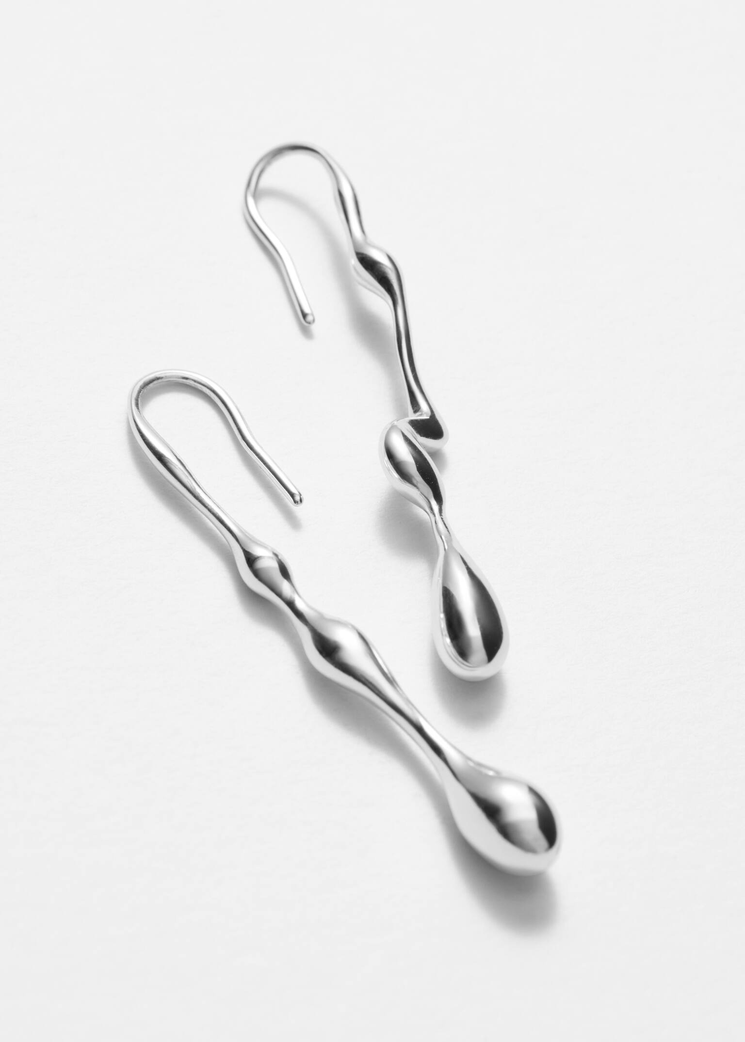 Elongated Drop Earrings - Silver/Gold - 3