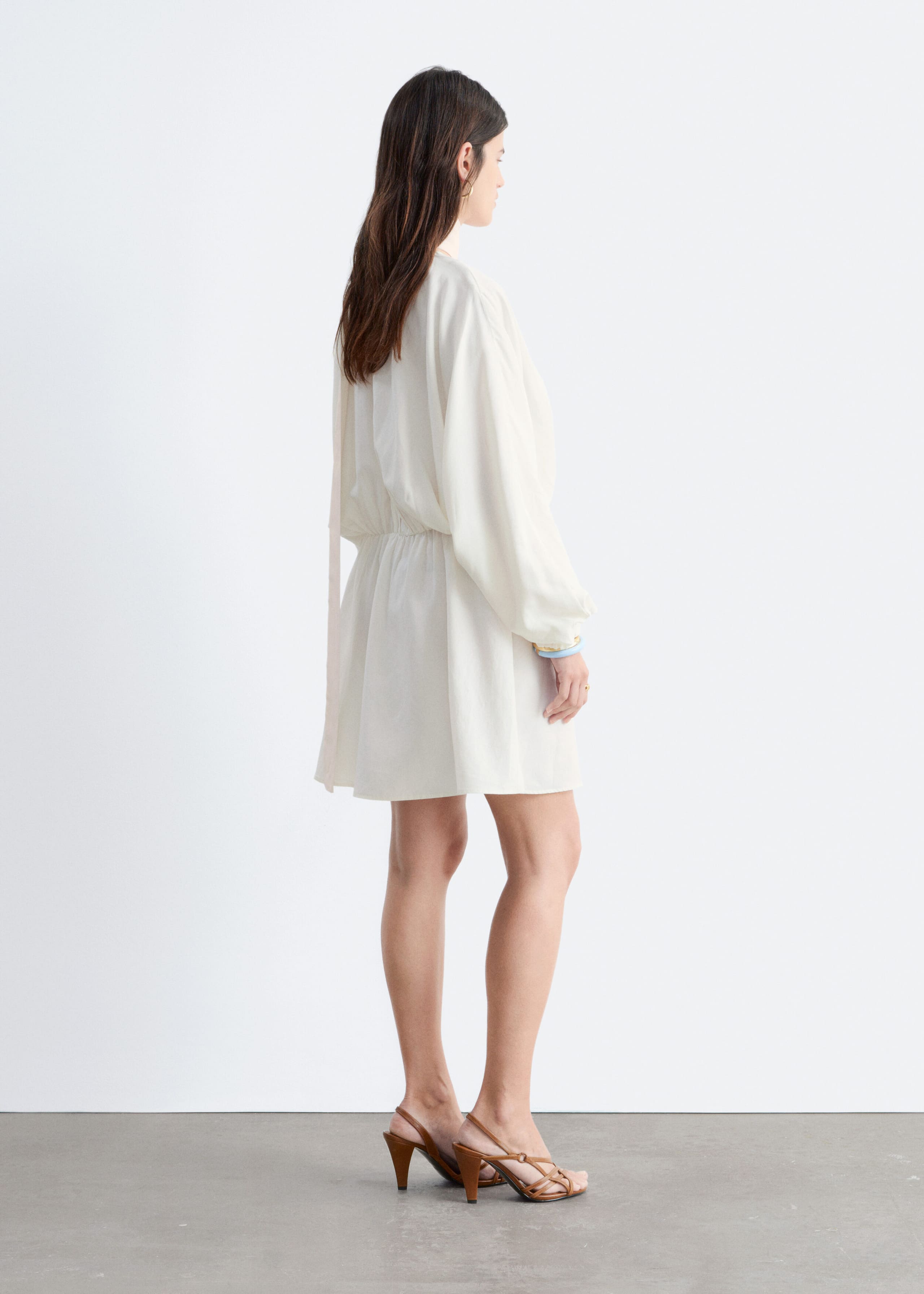 Image of Scarf-Detail Wrap Mini Dress