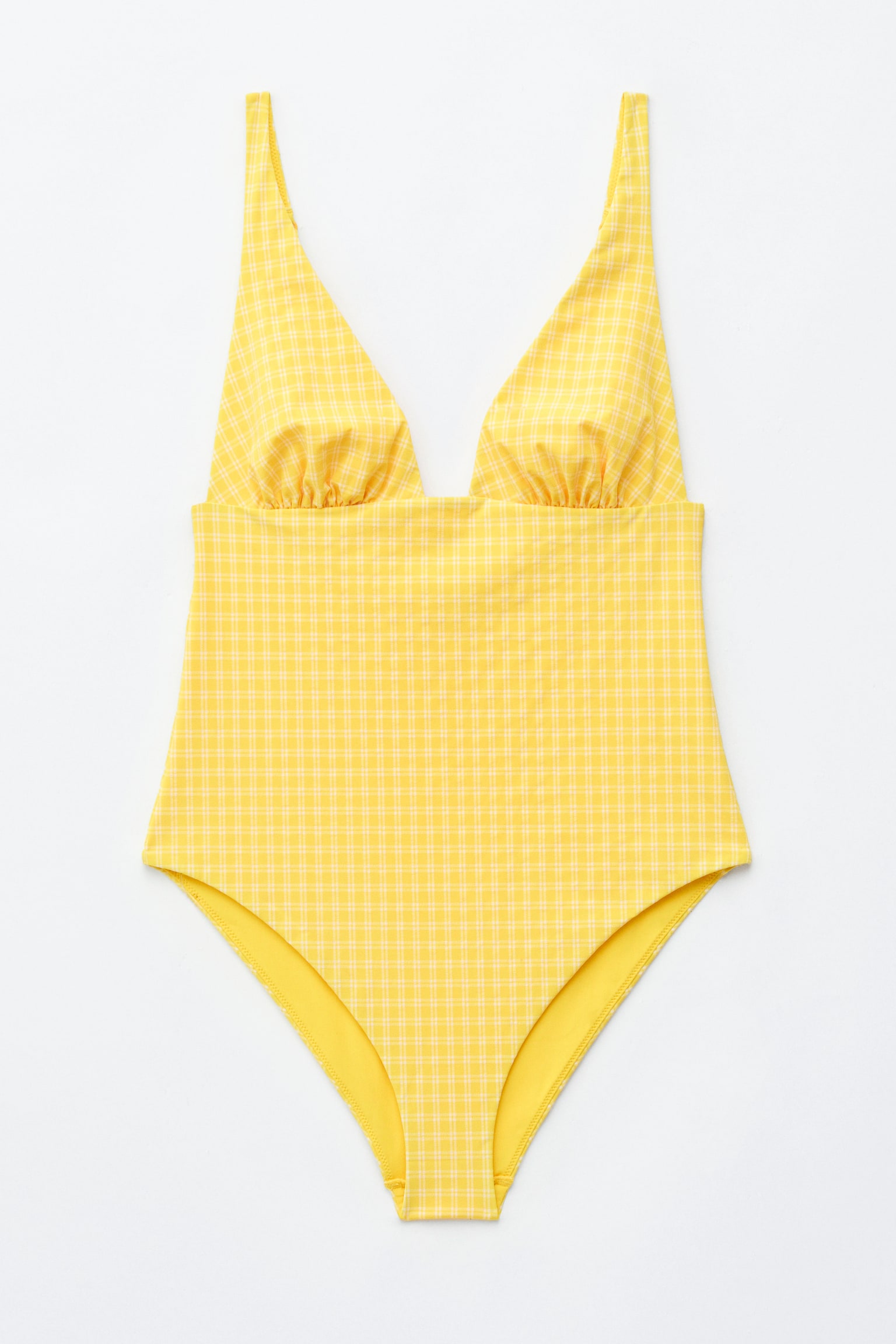 V-ringad baddräkt - Gul/rutig/Svart - 2