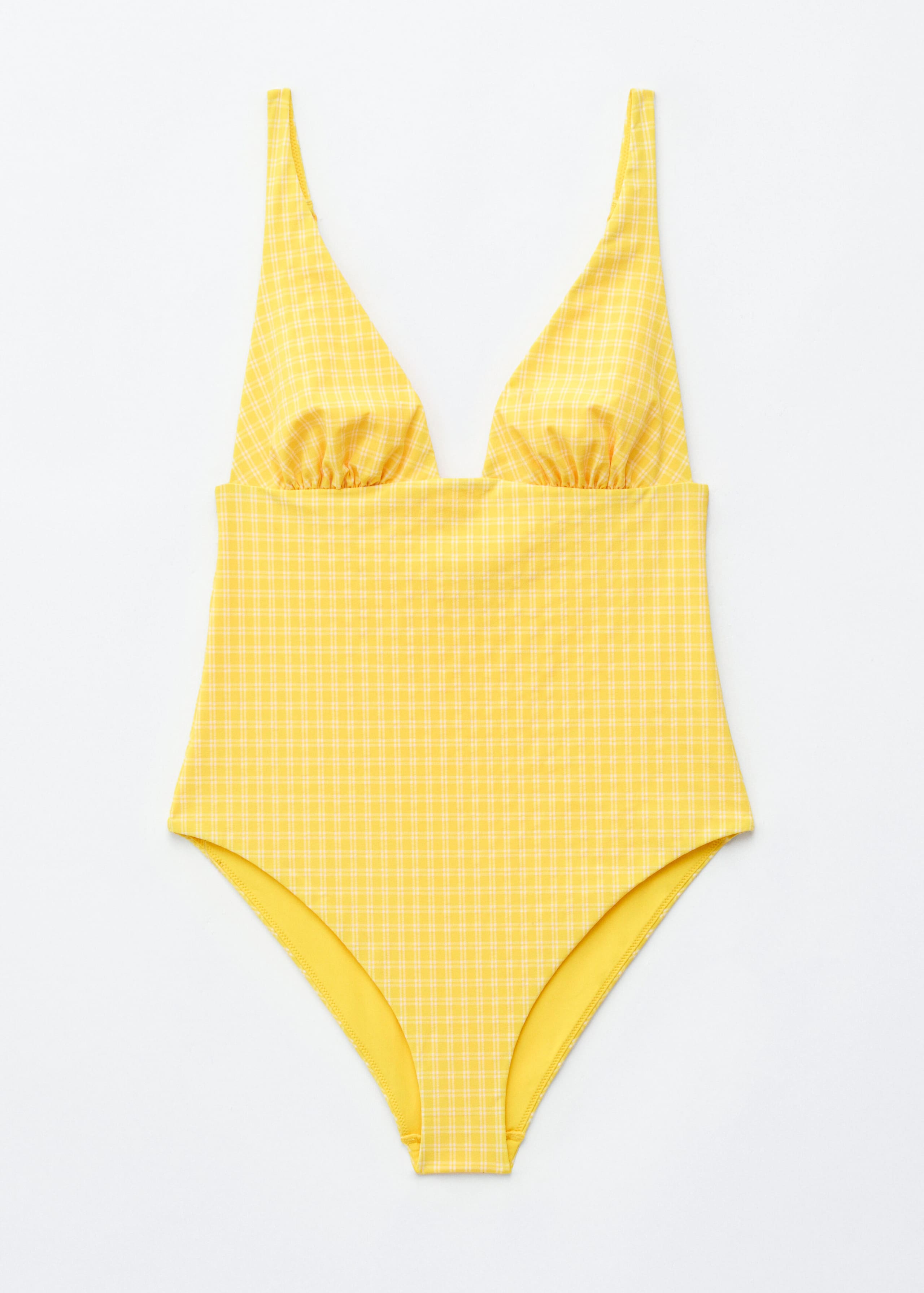 V-Neck Swimsuit - Yellow/Checked - Still Life