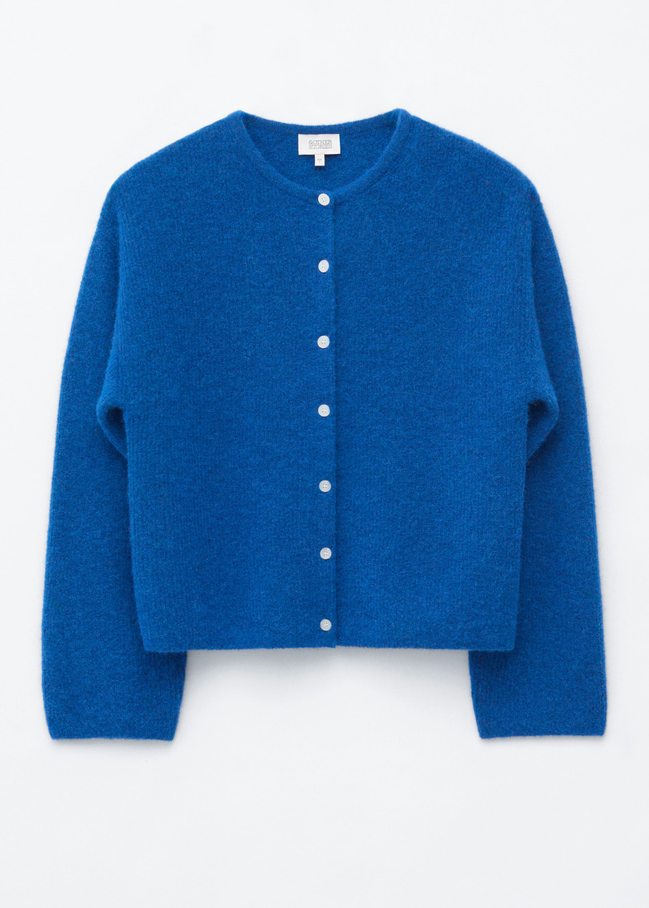 Alpaca-Blend Knitted Cardigan - Bright Blue - Lookbook
