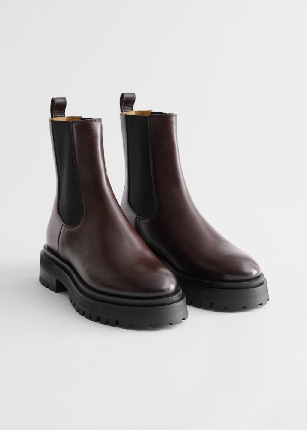 Chunky Leather Chelsea Boots - Dark Brown - Bodegón