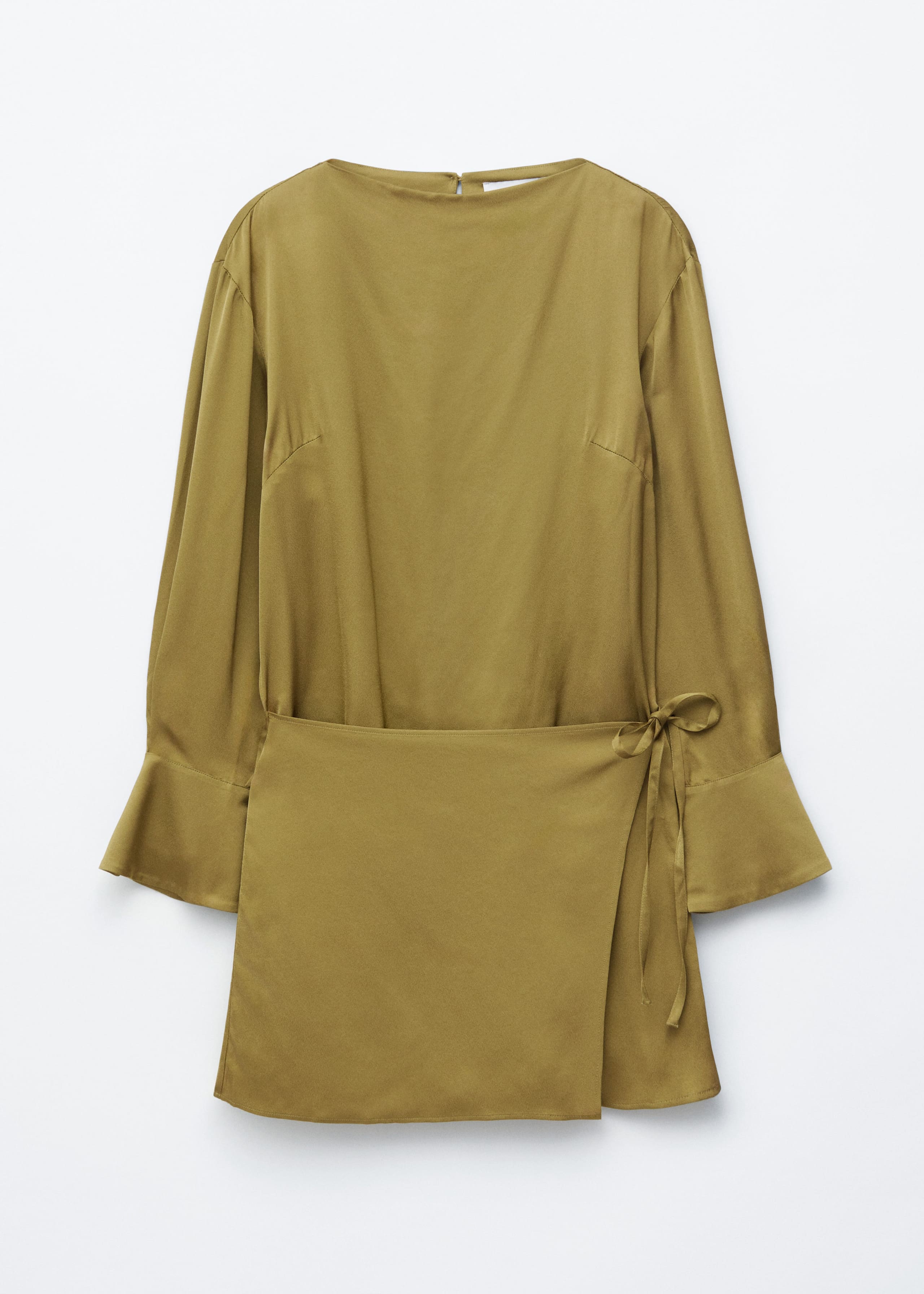 Image of Satin Tie-Closure Mini Dress