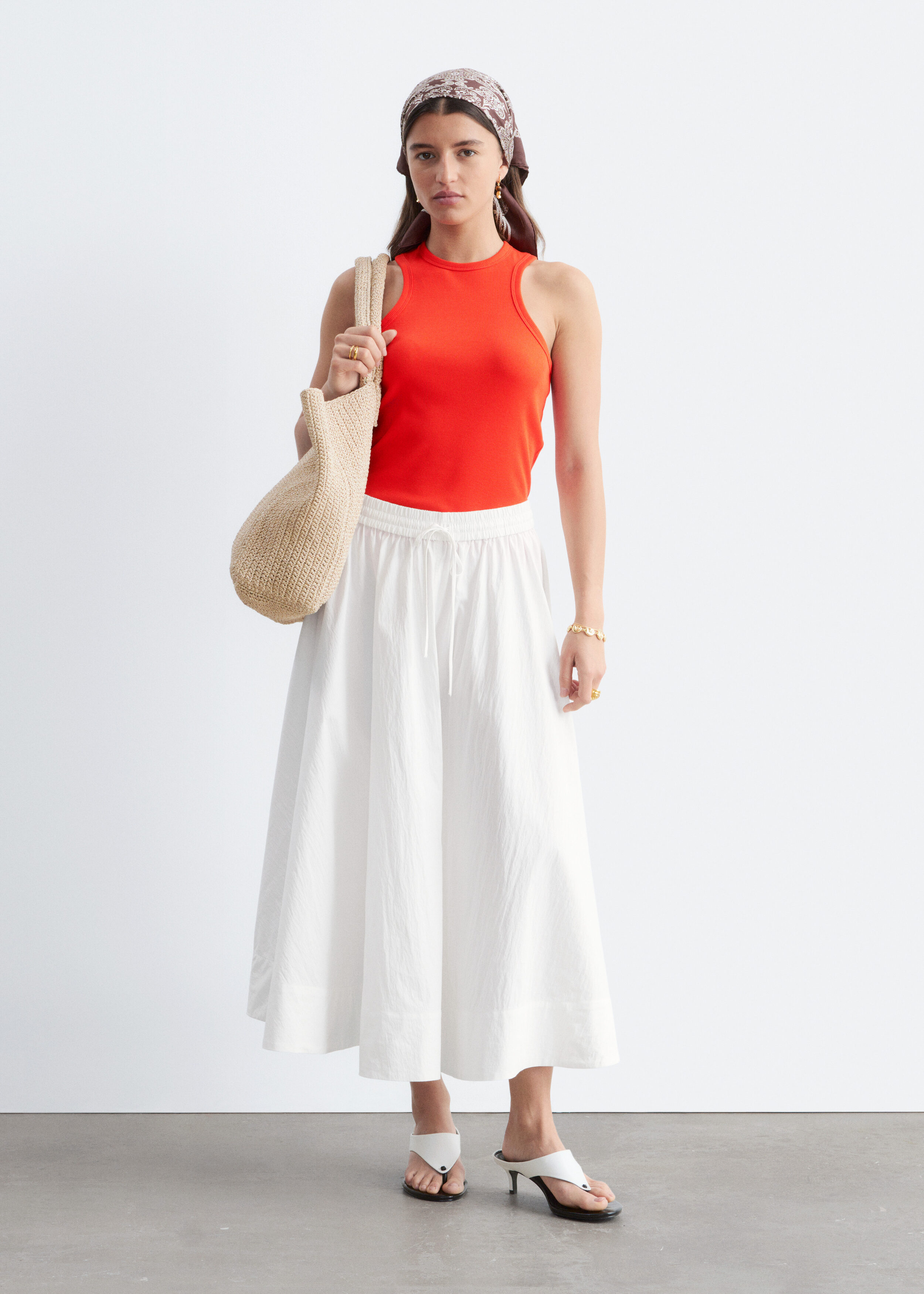 Gathered A-line Maxi Skirt
