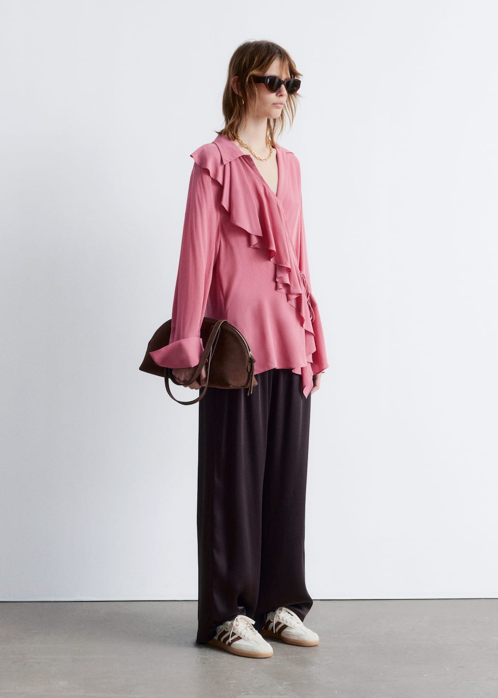 Image of Ruffle Wrap Blouse