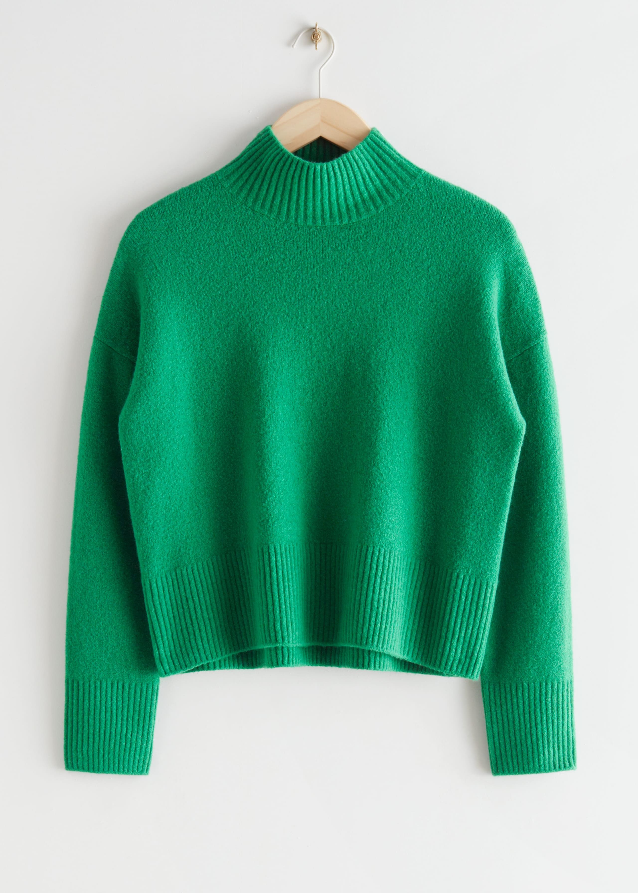 Cropped Mock Neck Sweater - Green - Bodegón