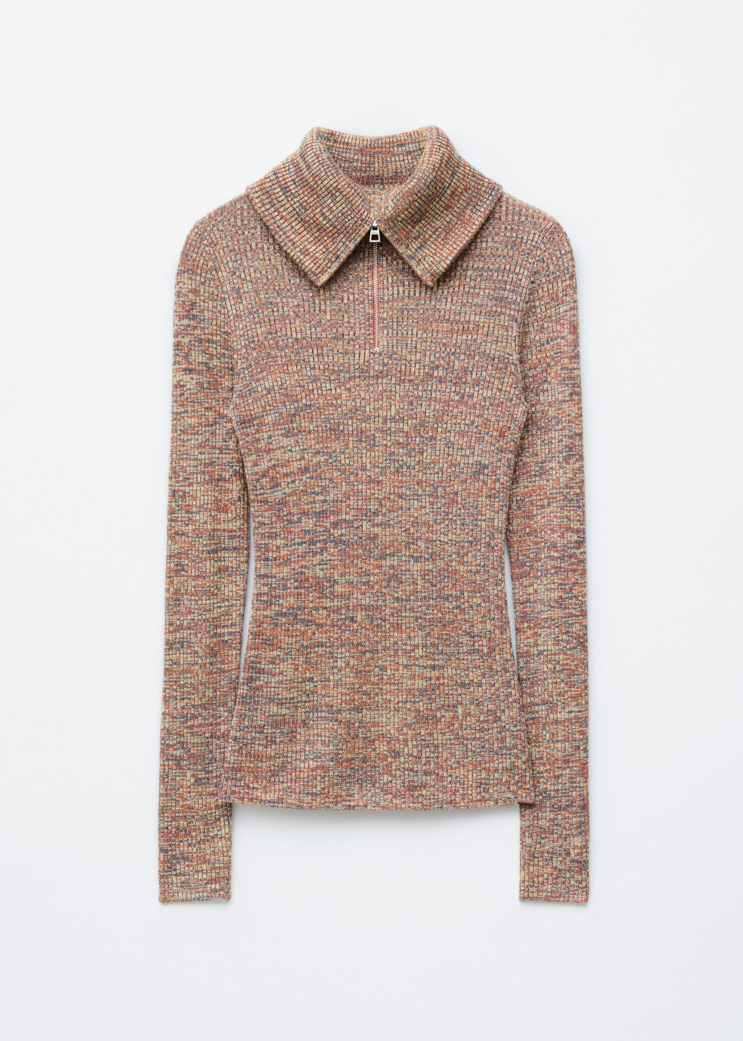 Melange Knit Half-Zip Top - Orange/Melange - Still Life