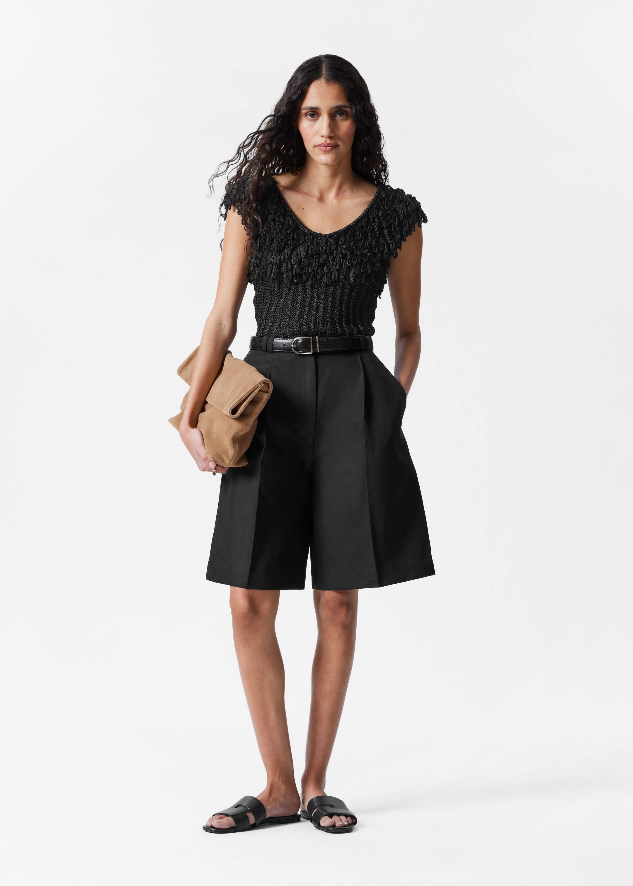 Grösseres Bild ansehen: Rippstrickoberteil mit Fransen - Schwarz - DAMEN | H&M CH 3