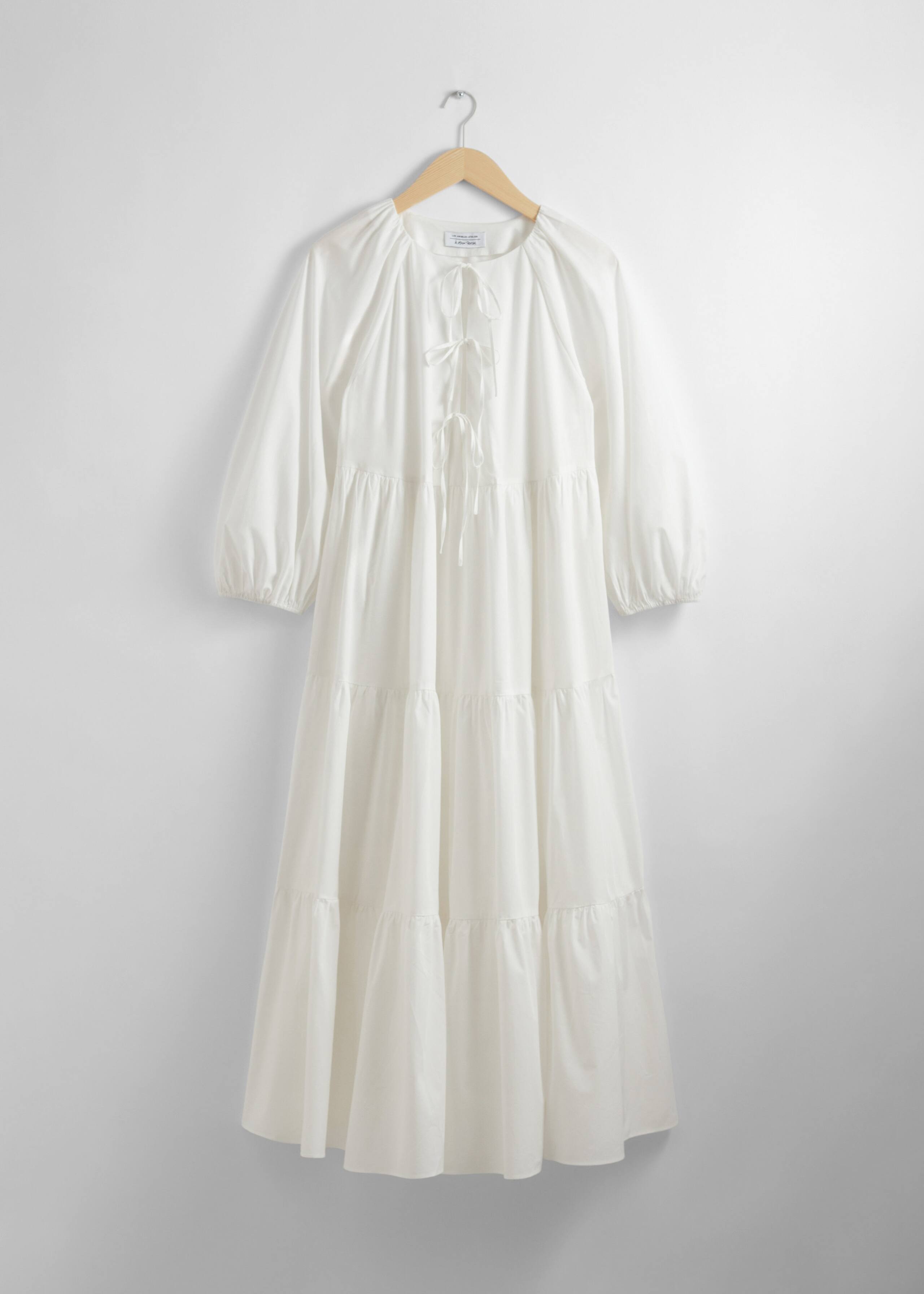 Robe midi à plusieurs niveaux avec liens à nouer - Blanc - Still Life