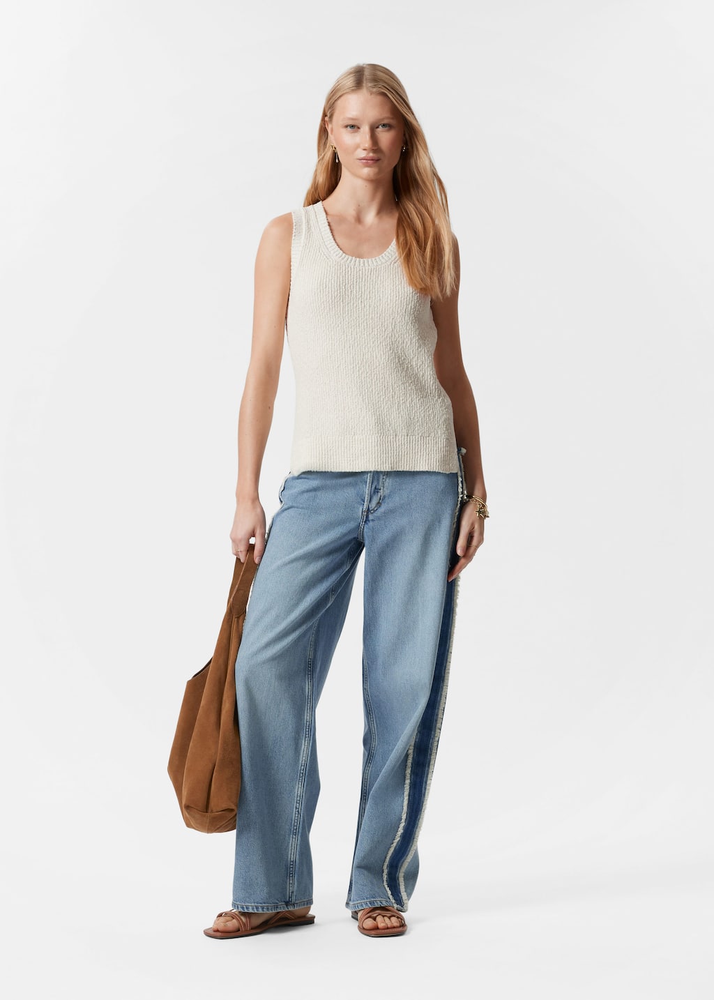 Canotta in maglia - Beige - Lookbook