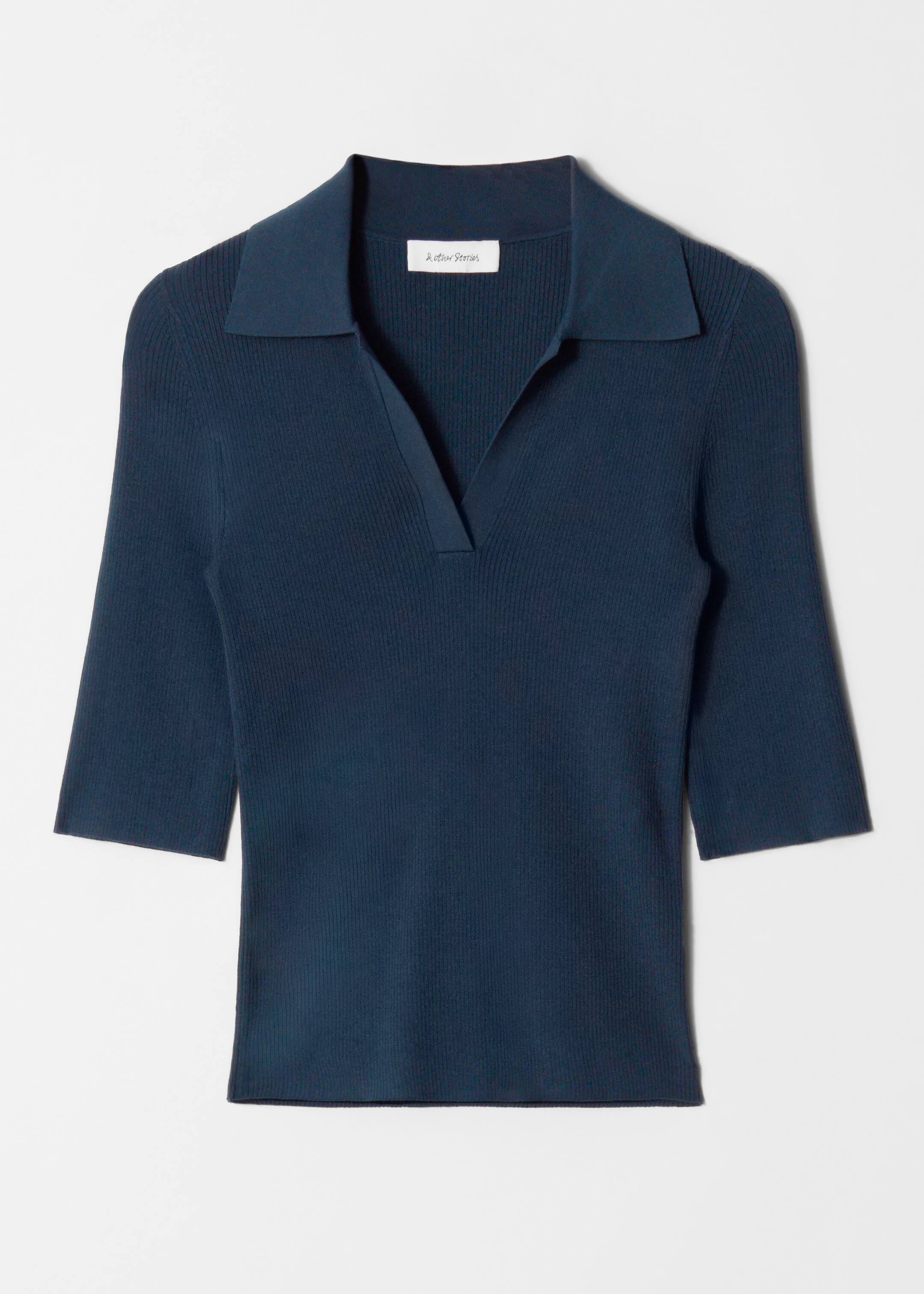 Se større billede: Kortærmet top med krave - Mørkeblå - DAME | H&M DK 5