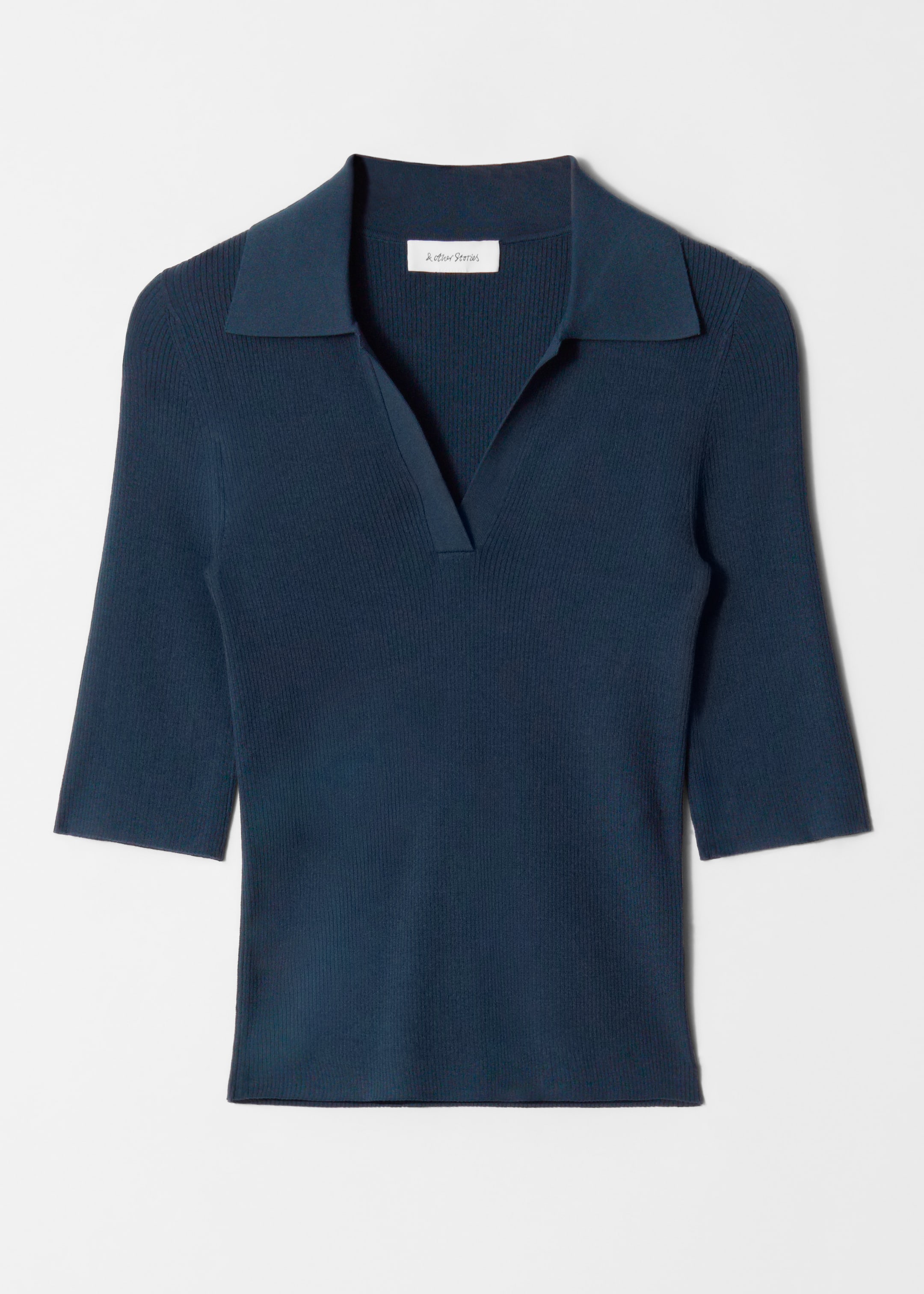 View larger image: Collared Short-Sleeve Top - Dark Blue - Ladies | H&M GB 5