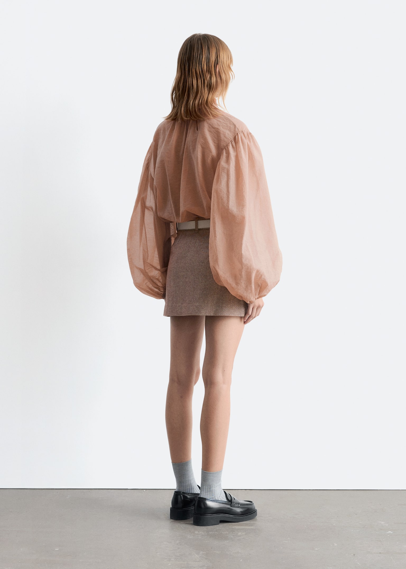 Wool Mini Skirt - Taupe - 7