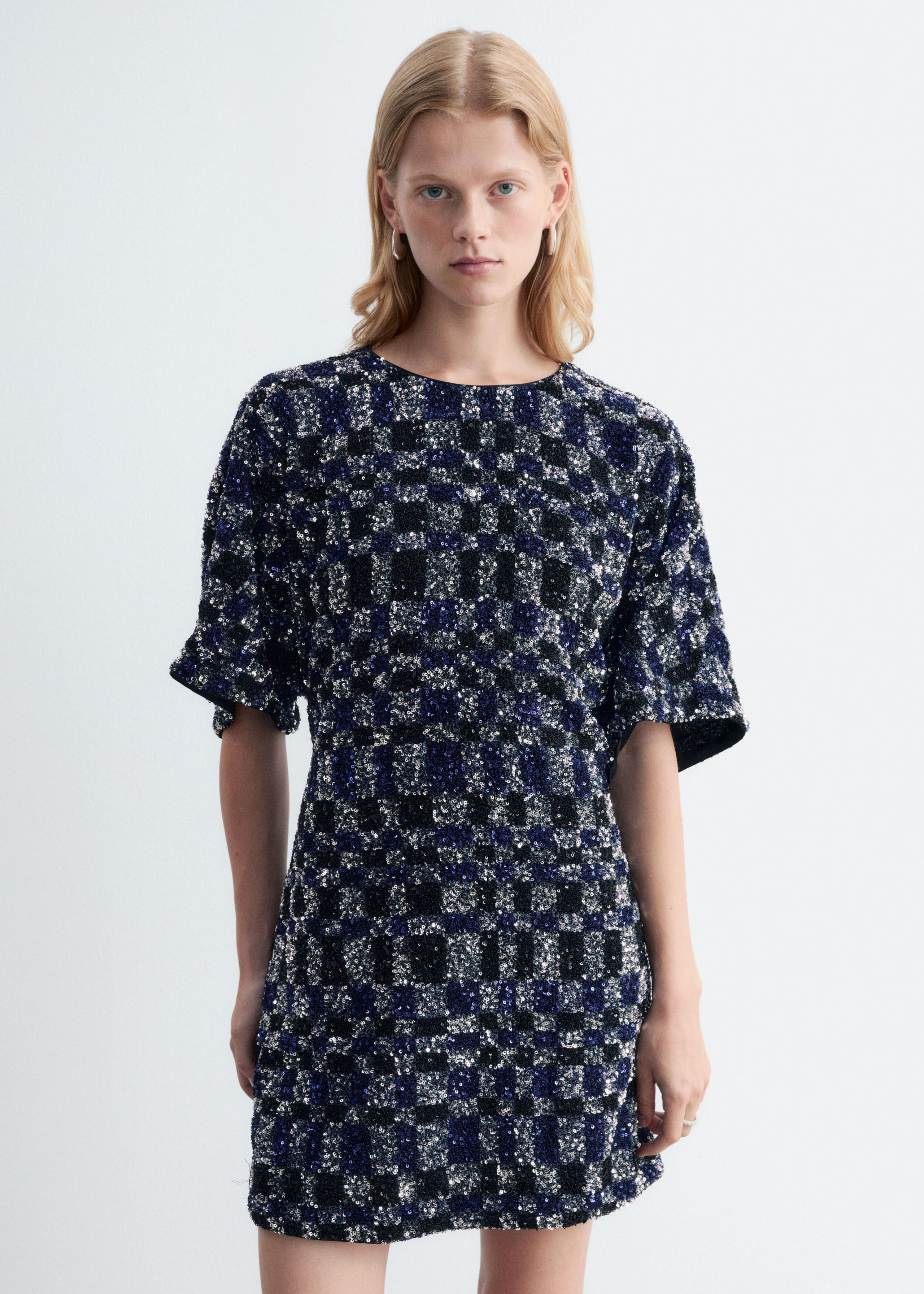 Mini Sequin Dress - Dark Blue/Silver - Lookbook