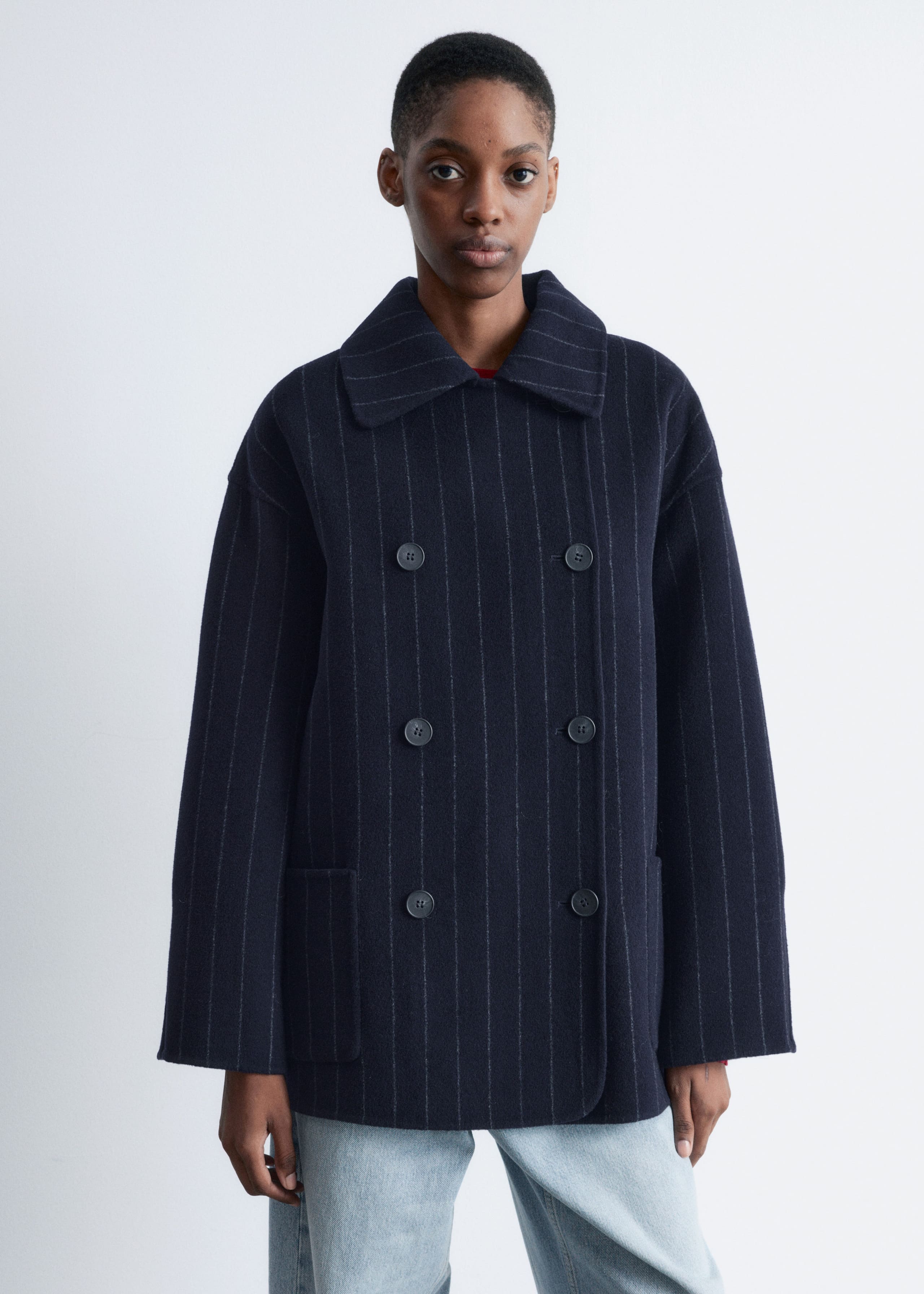 Image of Cocoon-Shaped Wool Jacket