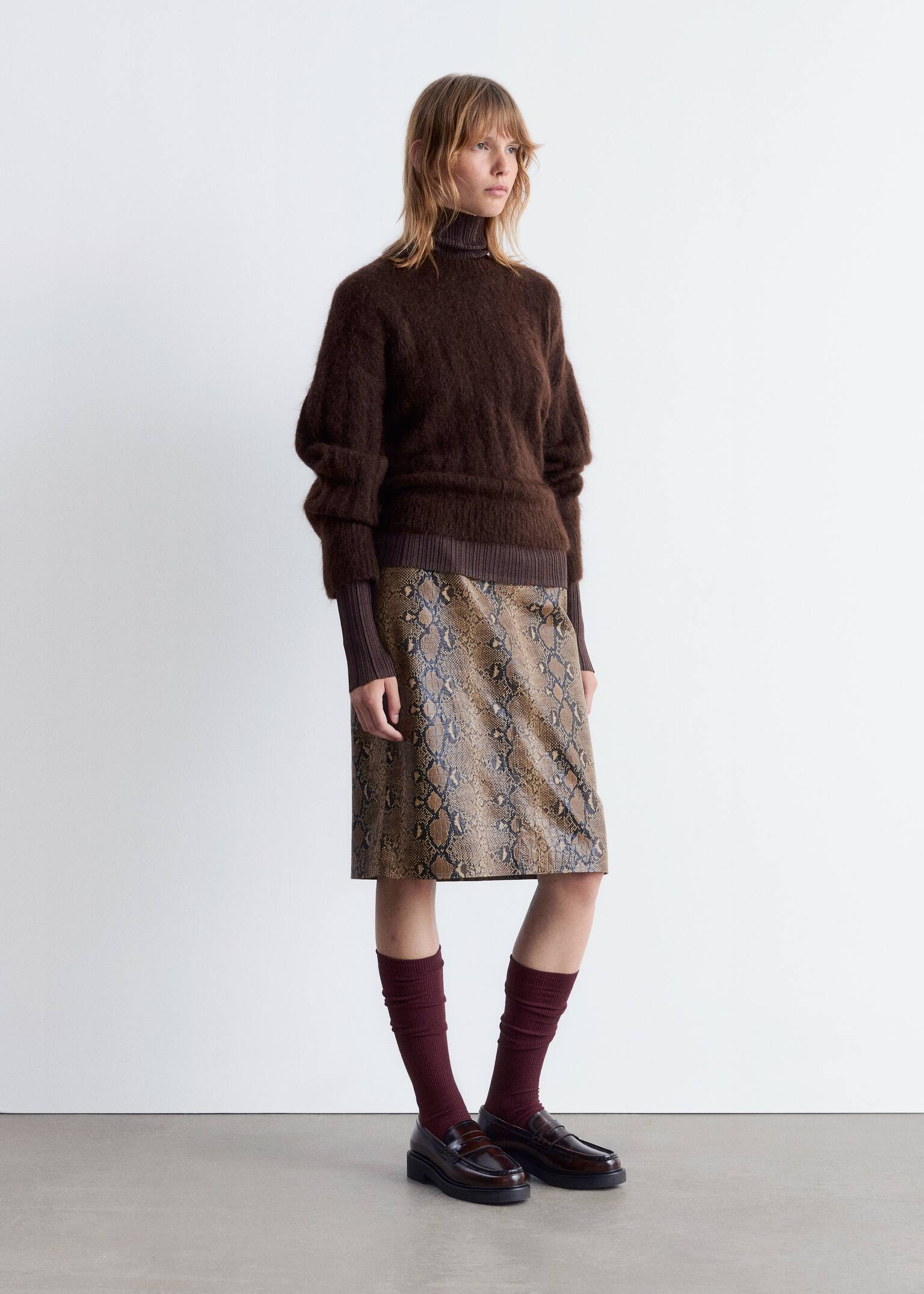 Mohair-Blend Rib-Knit Jumper - חום כהה - 6