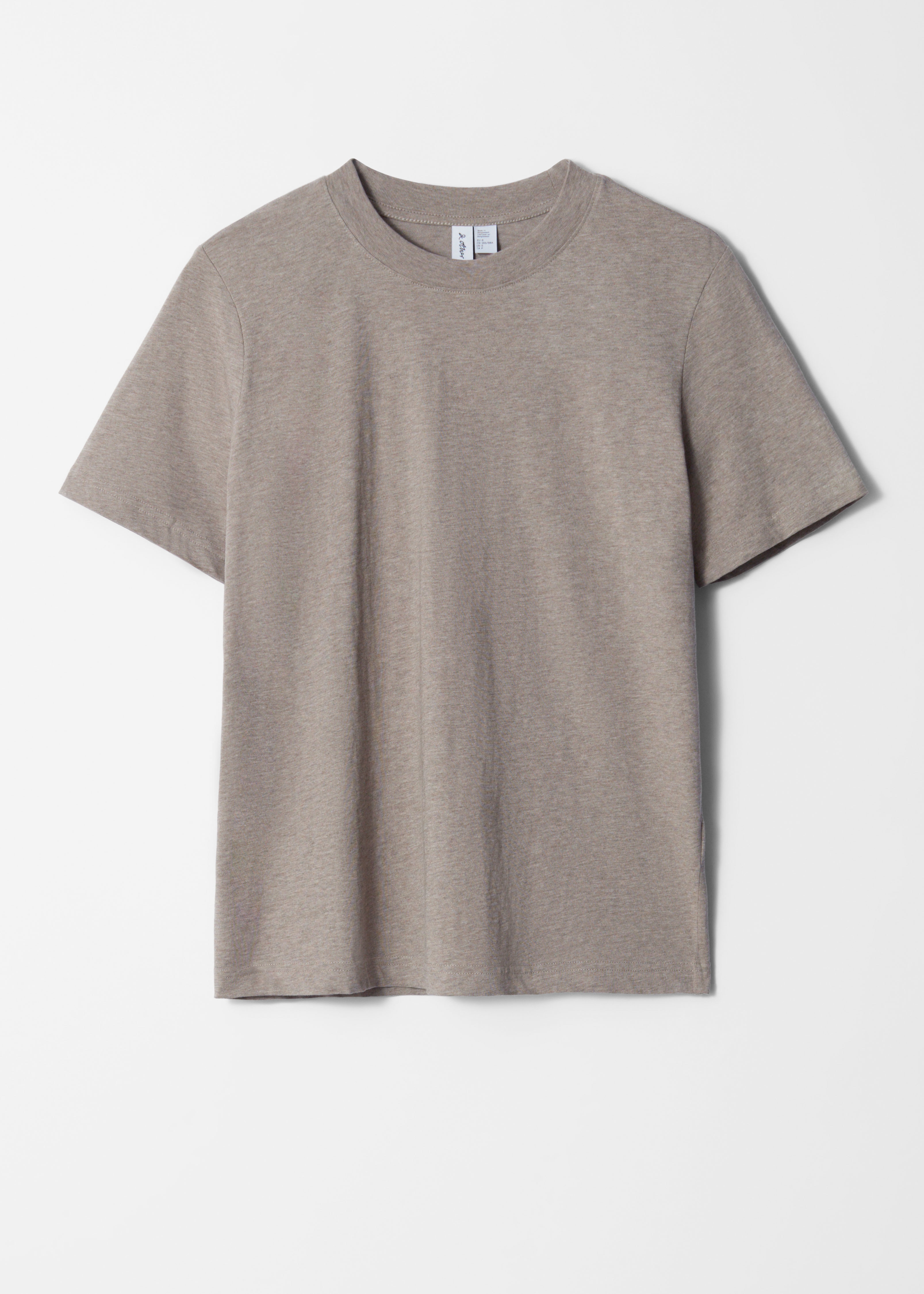 T-Shirt mit Rundhalsausschnitt - Graubraun/Dunkelgrau meliert/Rot/Hellgrün/Weiß/Schwarz