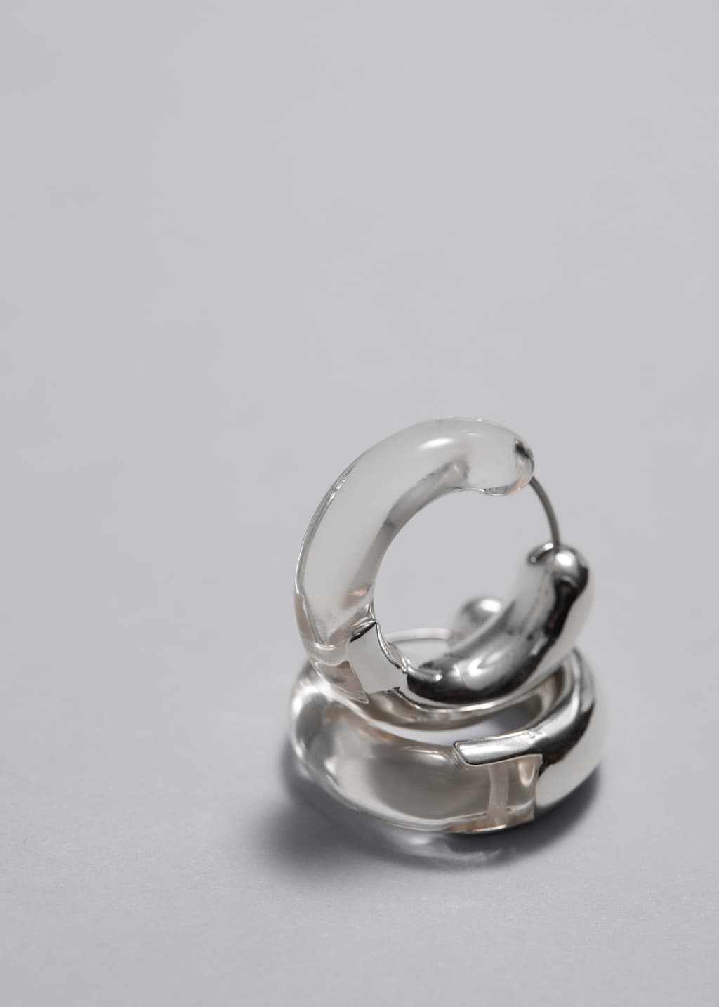 Resin Hoop Earrings - Silver - Still Life