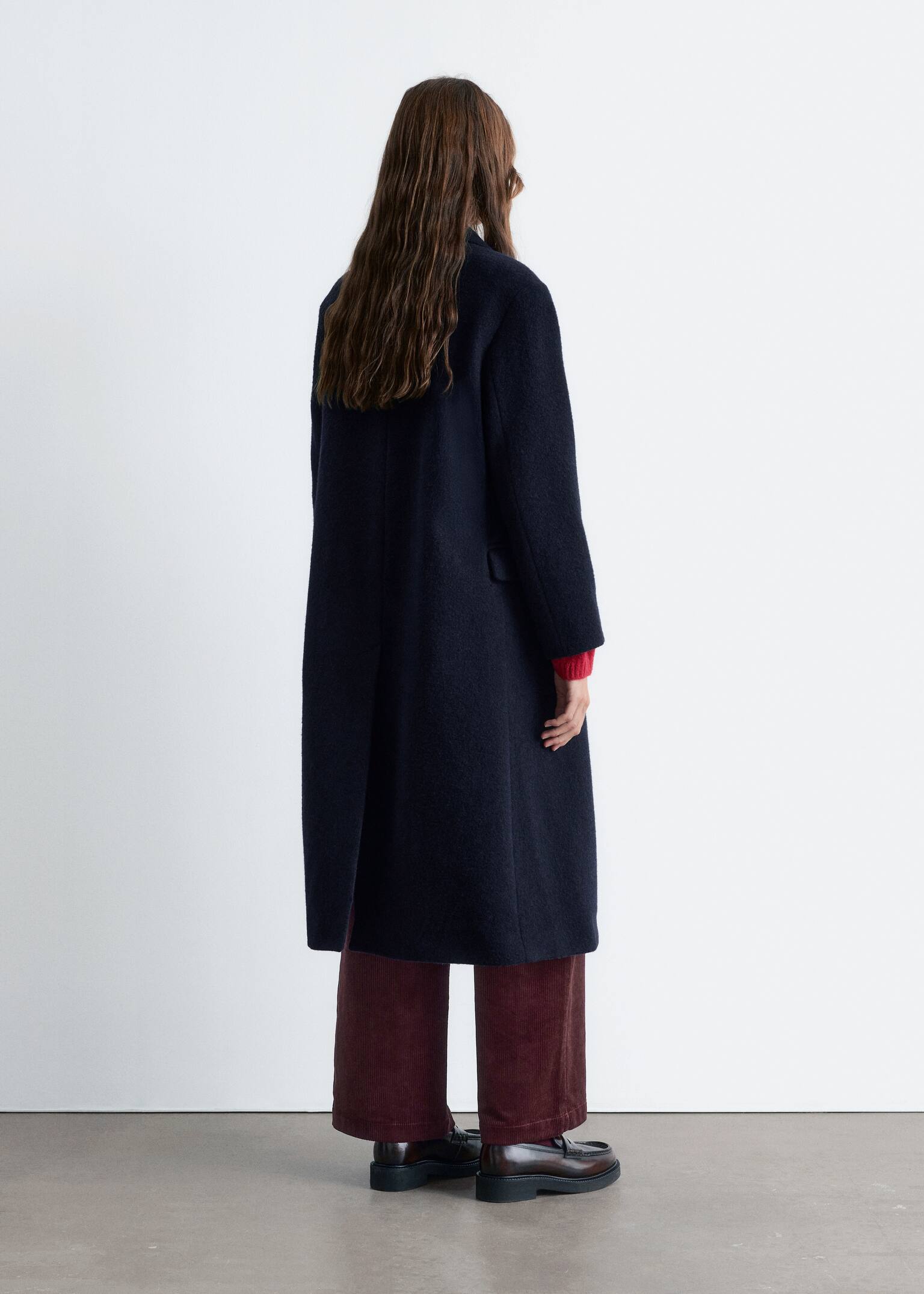 Zweireihiger Wollmantel - Navyblau - 5
