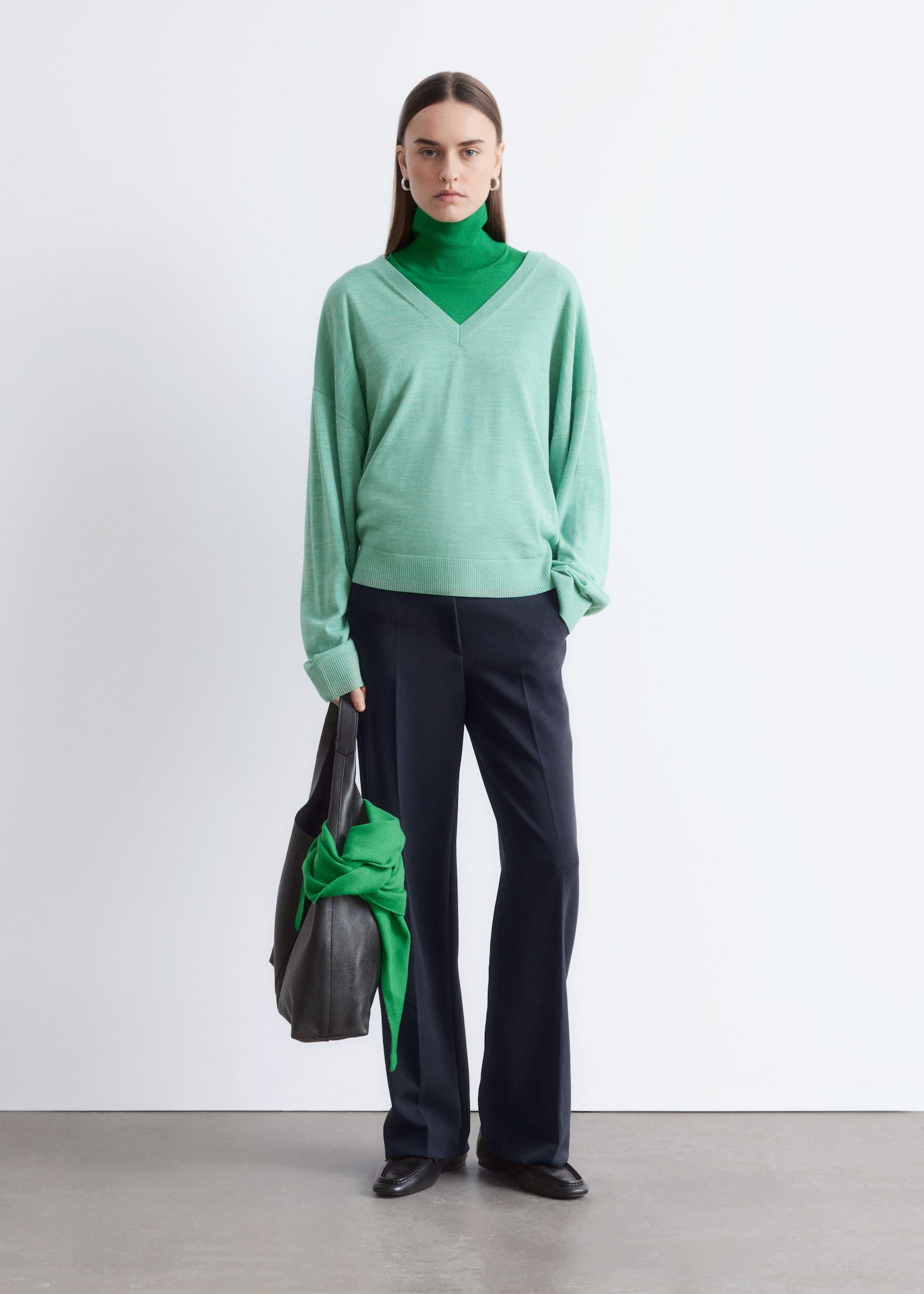 Square-Toe Leather Loafers - Black/Dark Red - 3