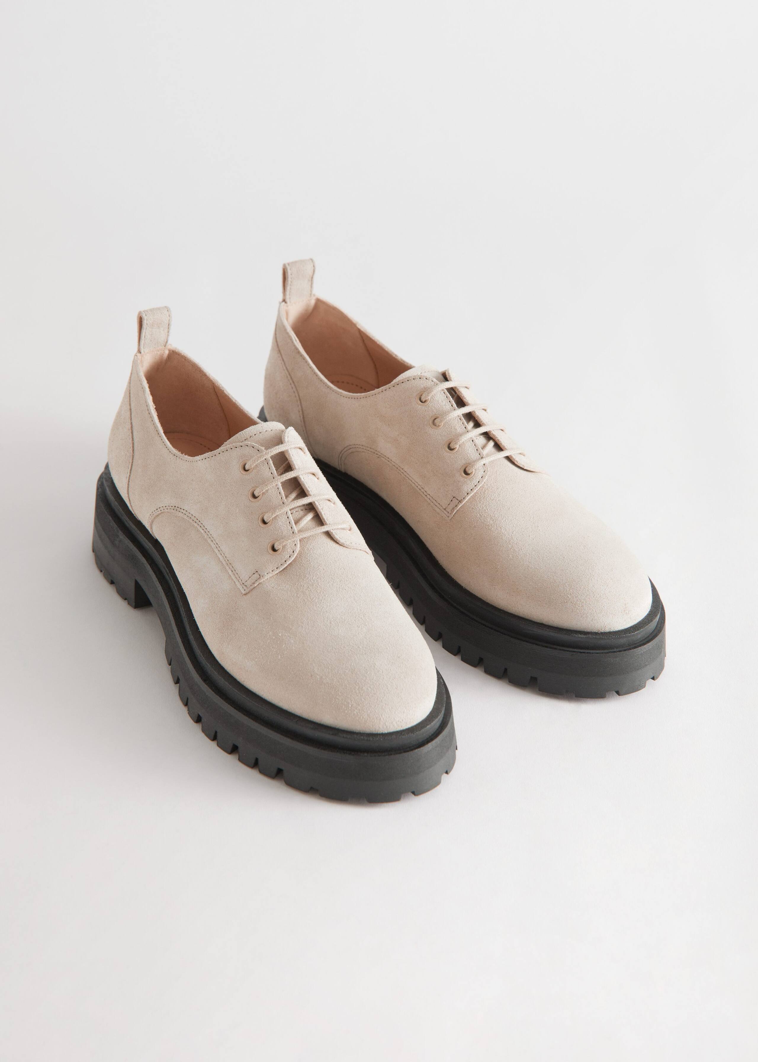 Chunky Suede Derby Shoes - Beige - Still Life