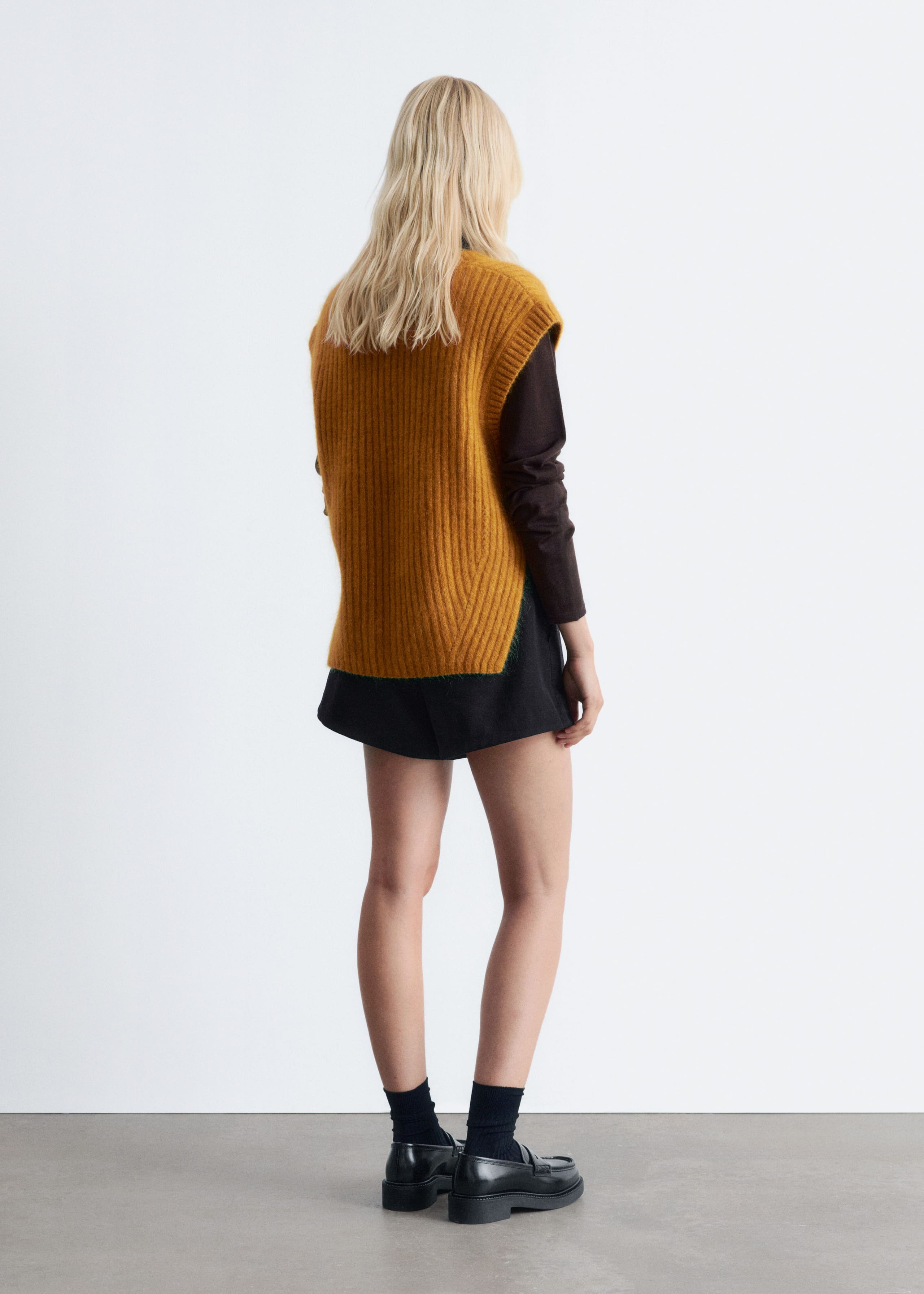Knitted Mohair-Blend V-Neck Vest - Mustard Yellow - Lookbook