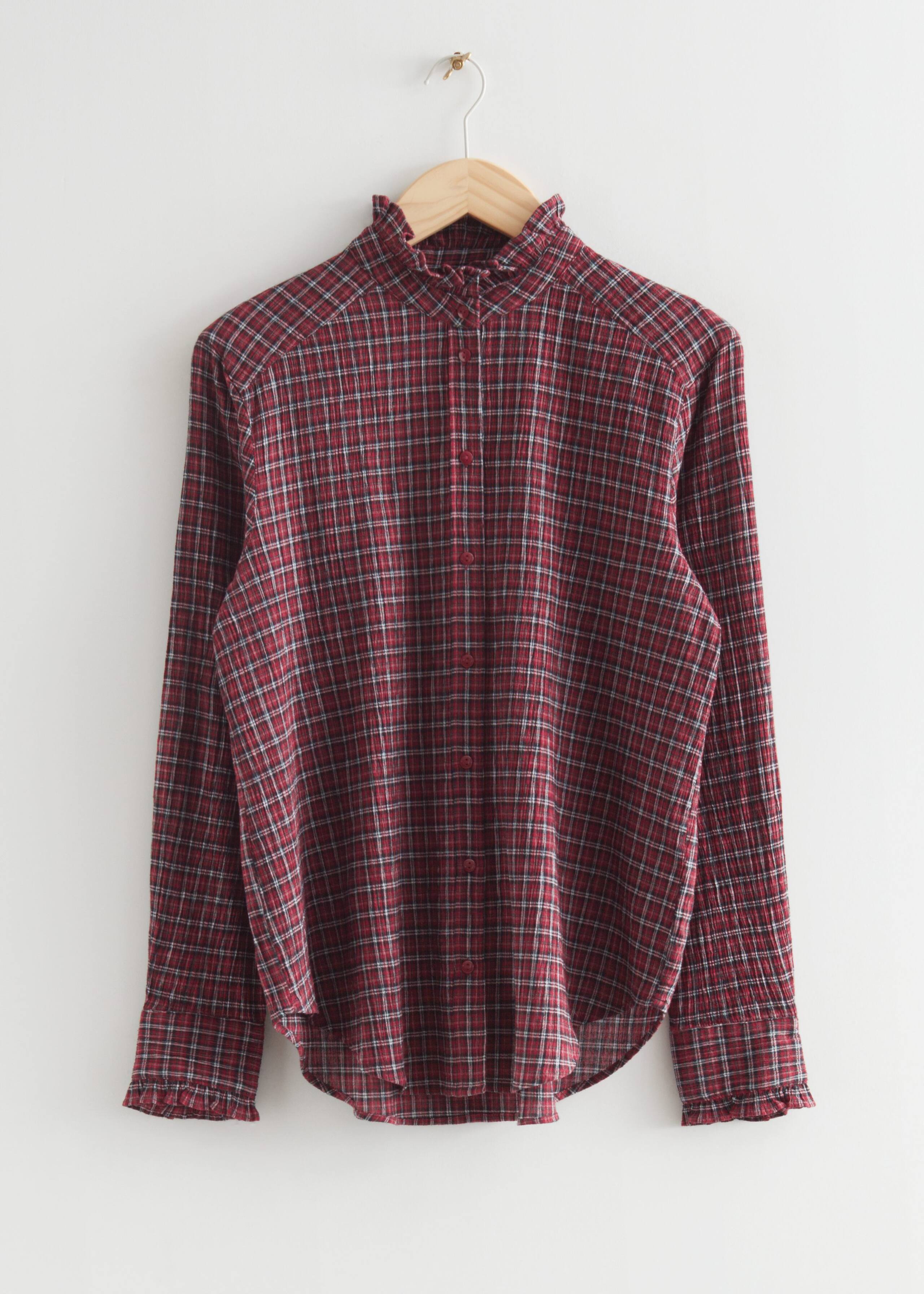 CheckedWideFrillShirt - Checked Red - Natura morta