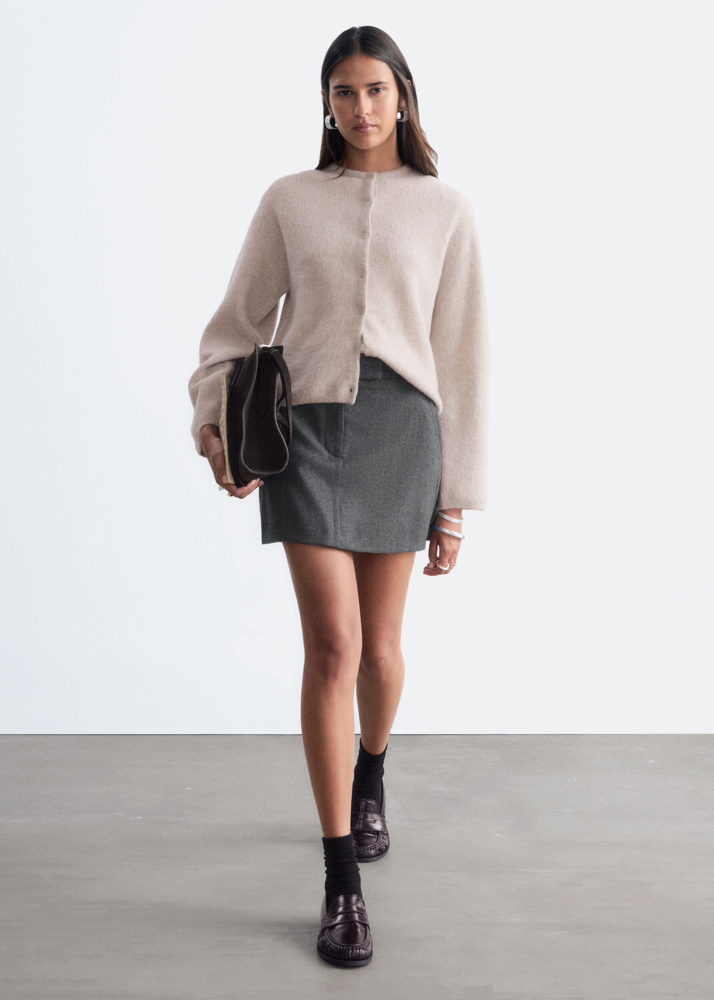 Alpaca-Blend Knitted Cardigan - Mole - Knitwear | & Other Stories GG