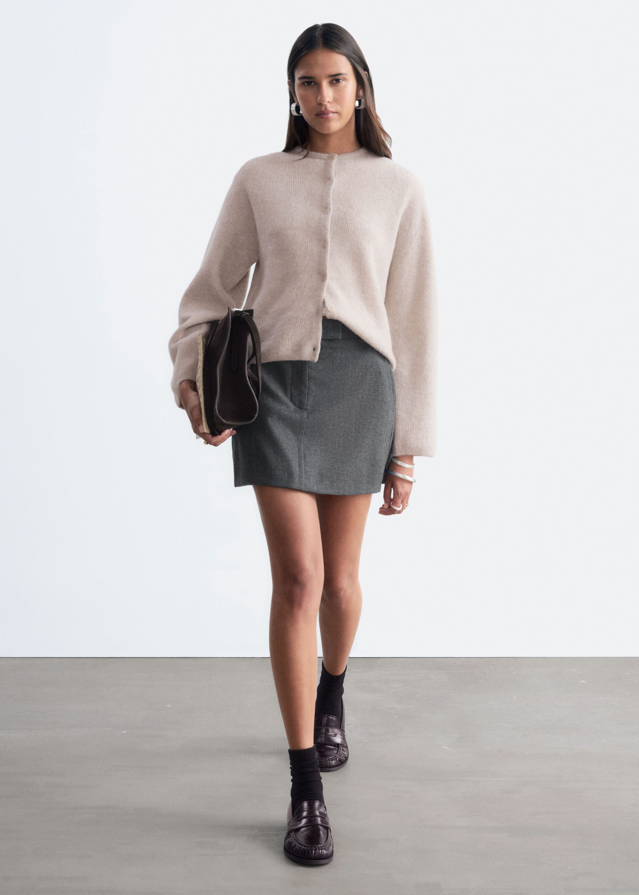 Alpaca-Blend Knitted Cardigan - Mole - Still Life